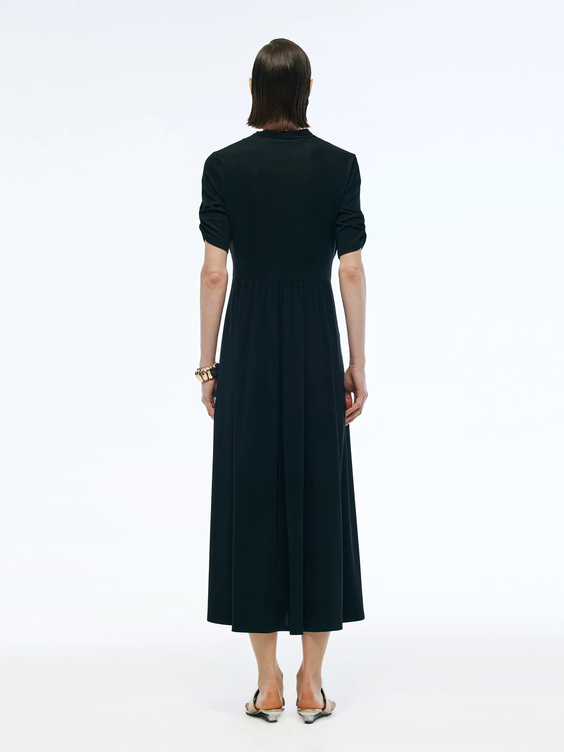 Acetate Blend V-Neck Women Pleat Front Maxi Dress sold by Goelia product image thumbnail 3