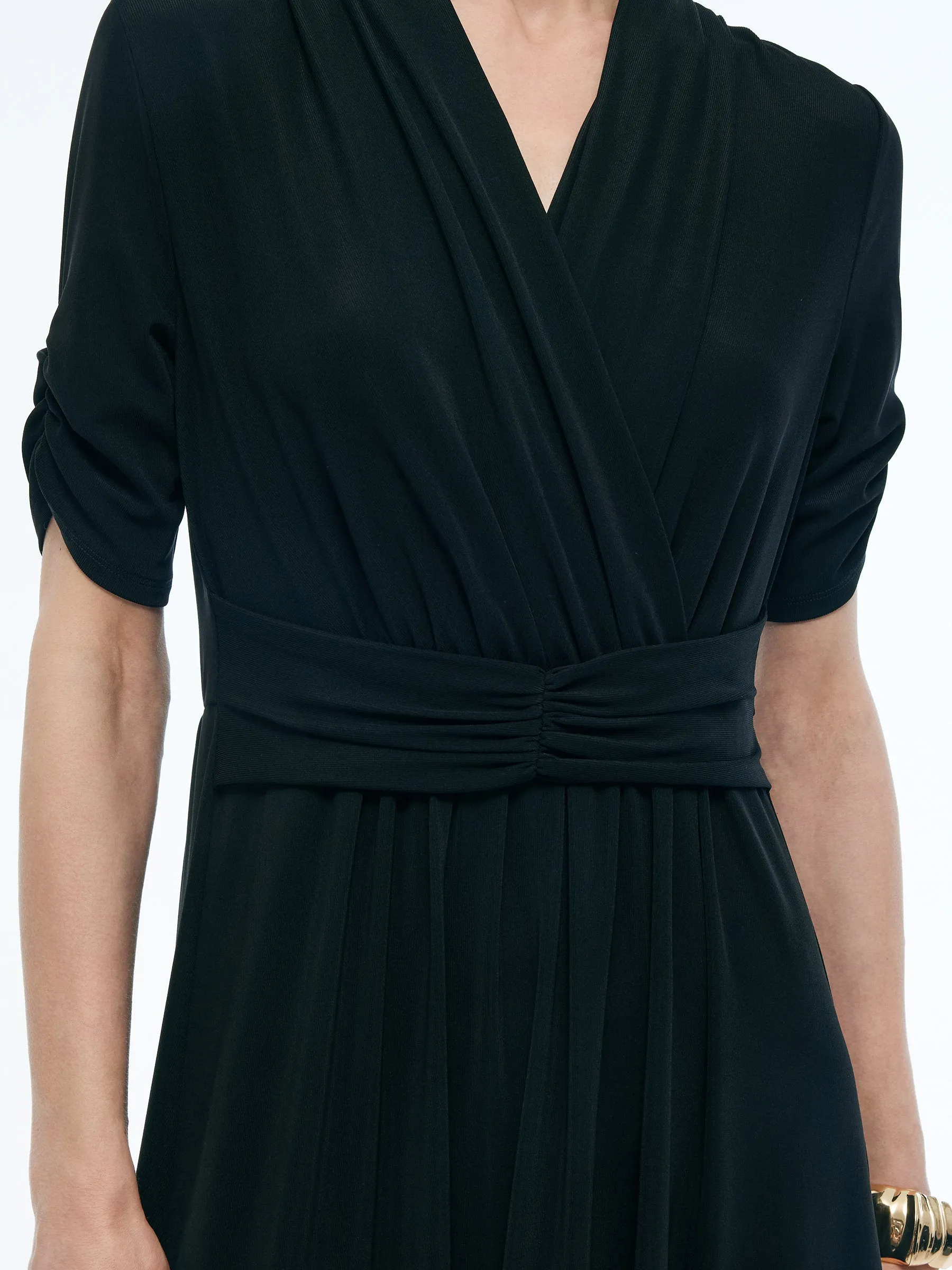 Acetate Blend V-Neck Women Pleat Front Maxi Dress sold by Goelia product image thumbnail 5