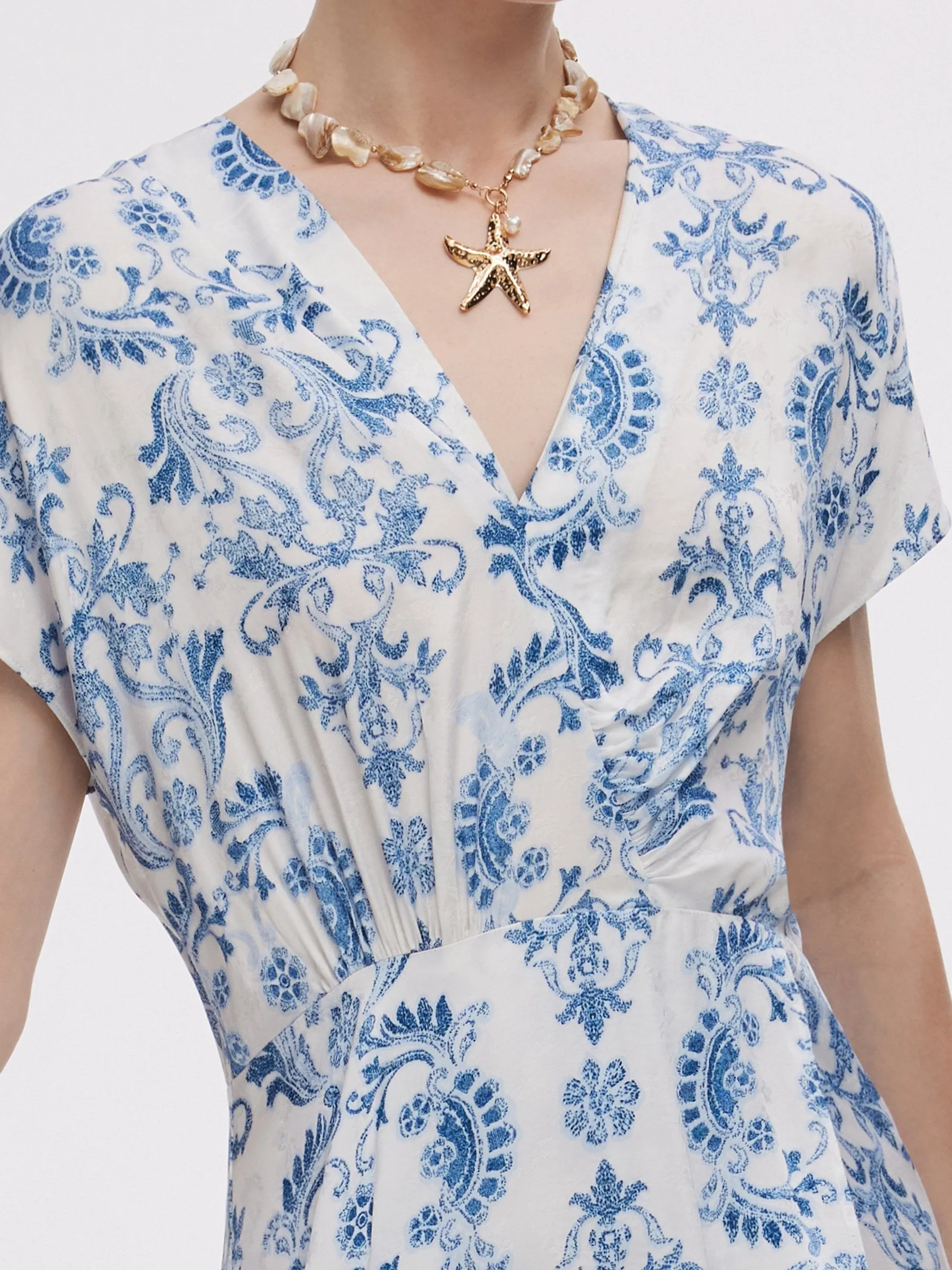 Floral Print Asymmetric Hem Women V-Neck Maxi Dress sold by Goelia product image thumbnail 5