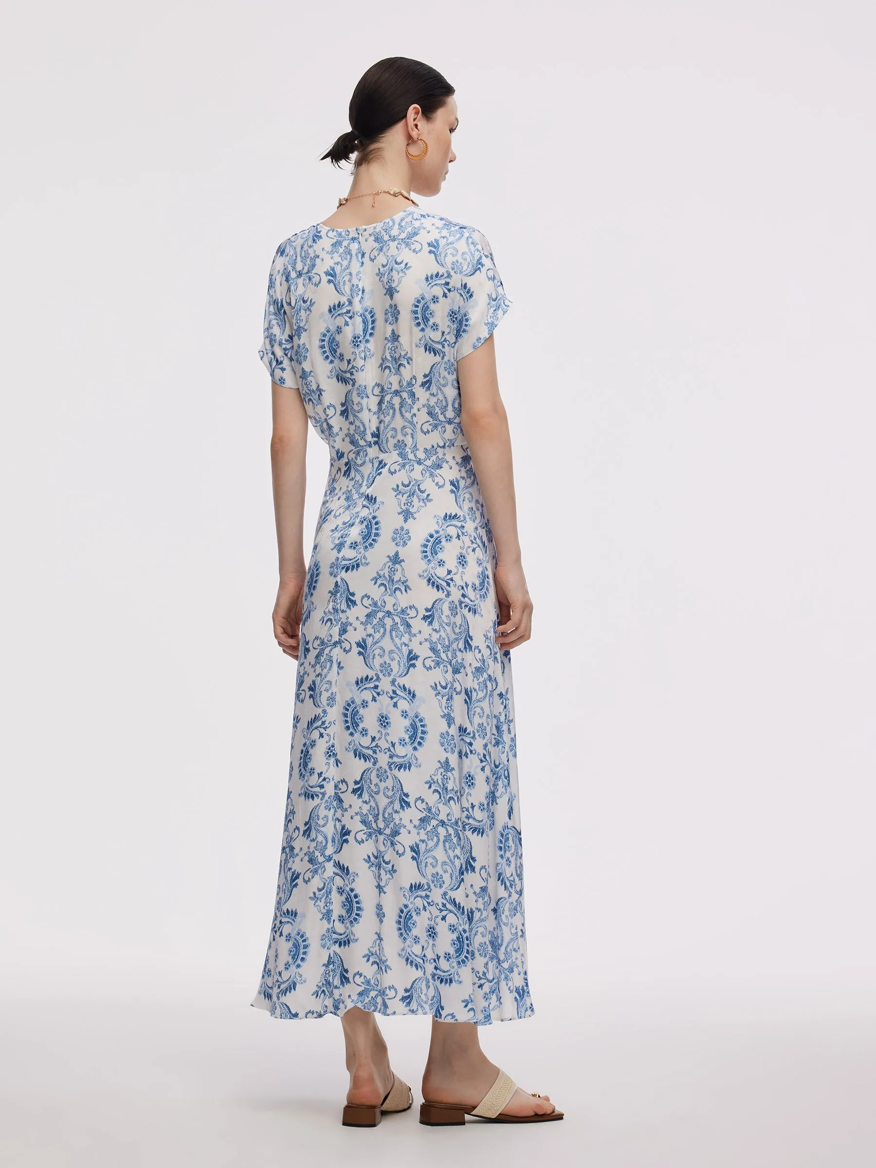 Floral Print Asymmetric Hem Women V-Neck Maxi Dress sold by Goelia product image thumbnail 3