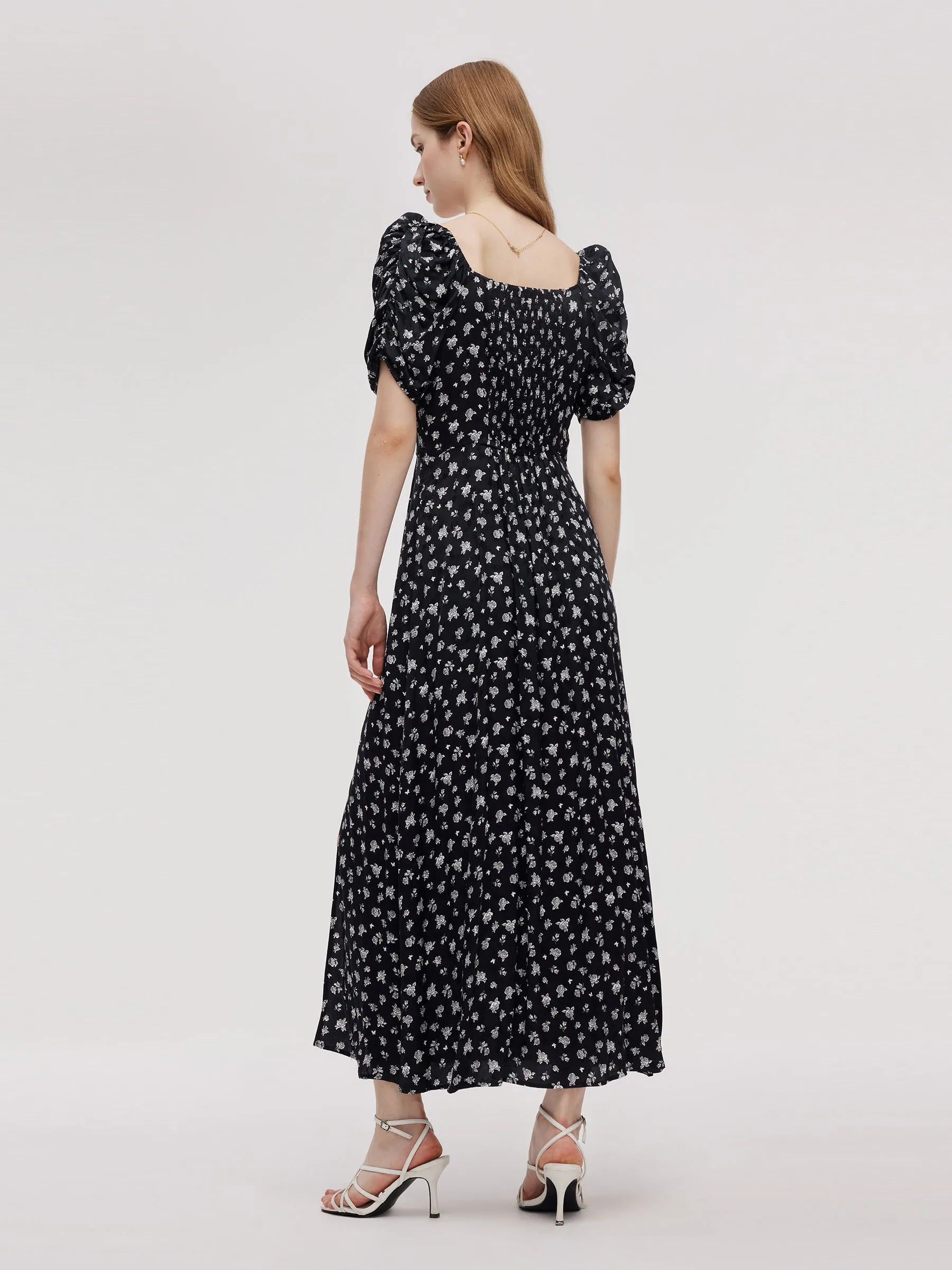 Floral Print Square Neck Women Side Slit Maxi Dress sold by Goelia product image thumbnail 3