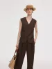 100% Linen Women V-Neck Vest sold by Goelia
