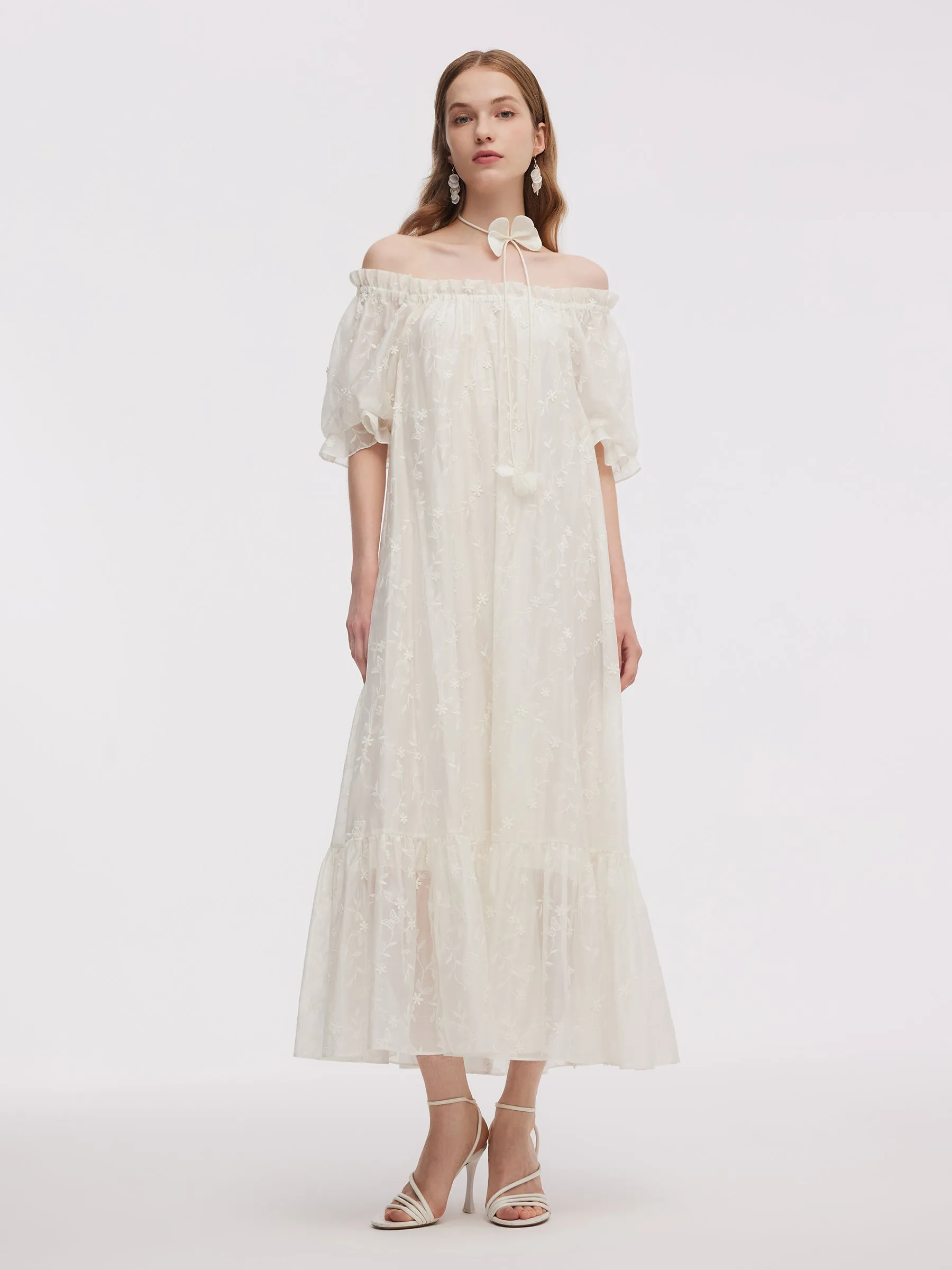 Tencel Blend Embroidered Women Maxi Dress sold by Goelia