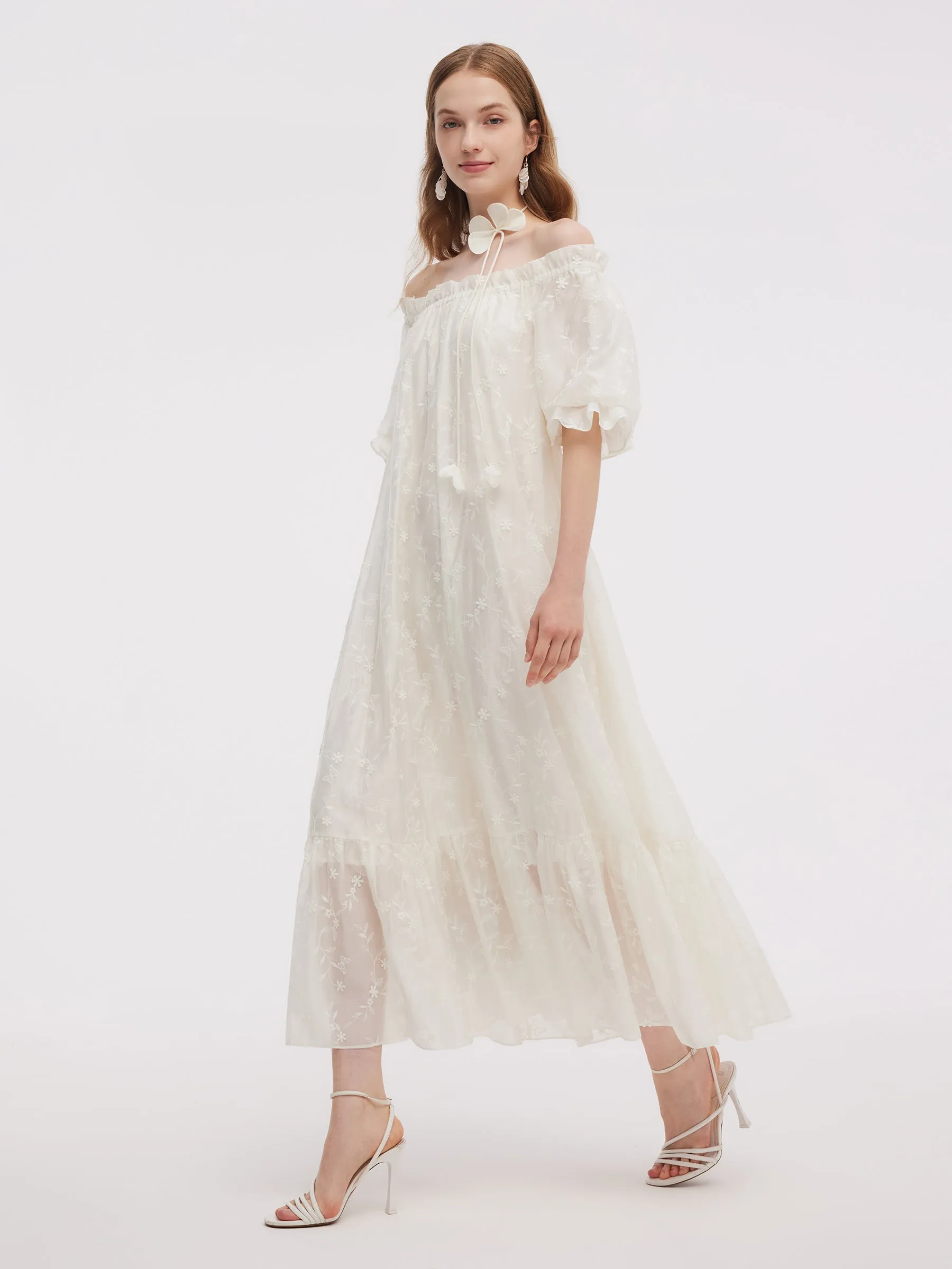 Tencel Blend Embroidered Women Maxi Dress sold by Goelia product image thumbnail 4