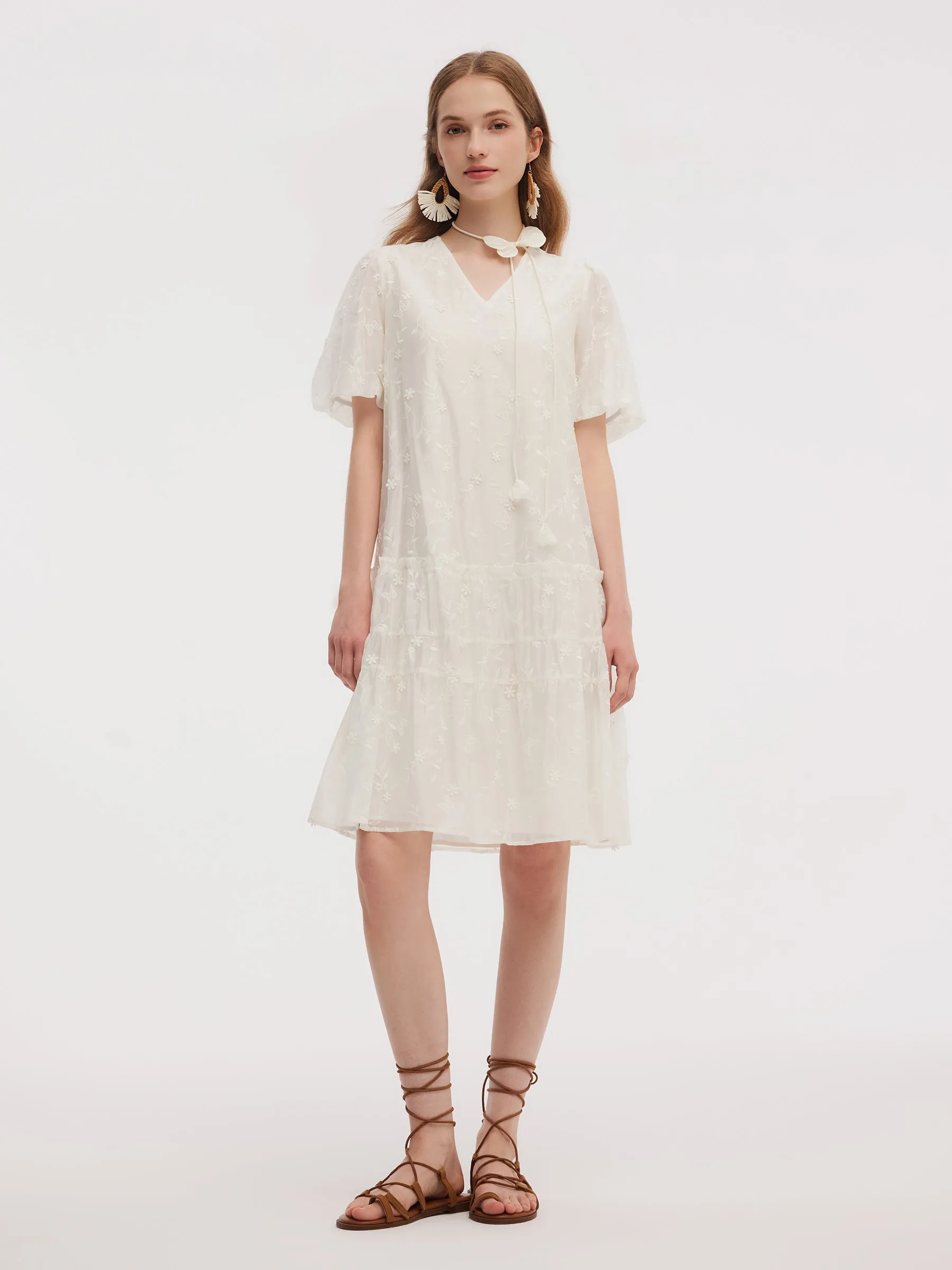 Tencel Blend Embroidered Women Midi Dress sold by Goelia product image thumbnail 2