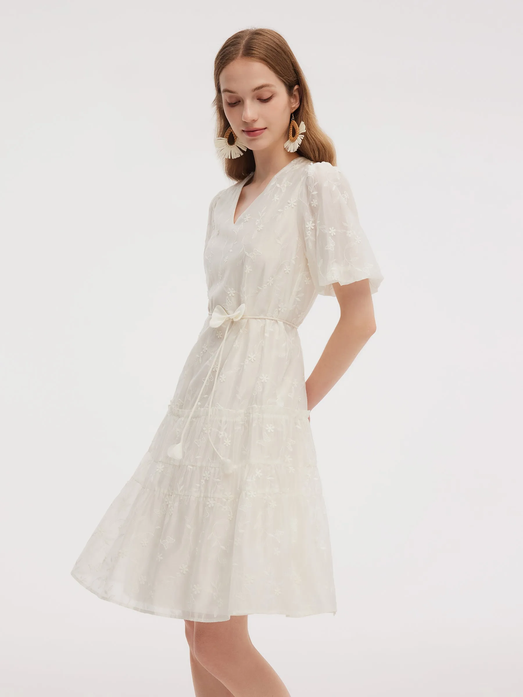 Tencel Blend Embroidered Women Midi Dress sold by Goelia product image thumbnail 5