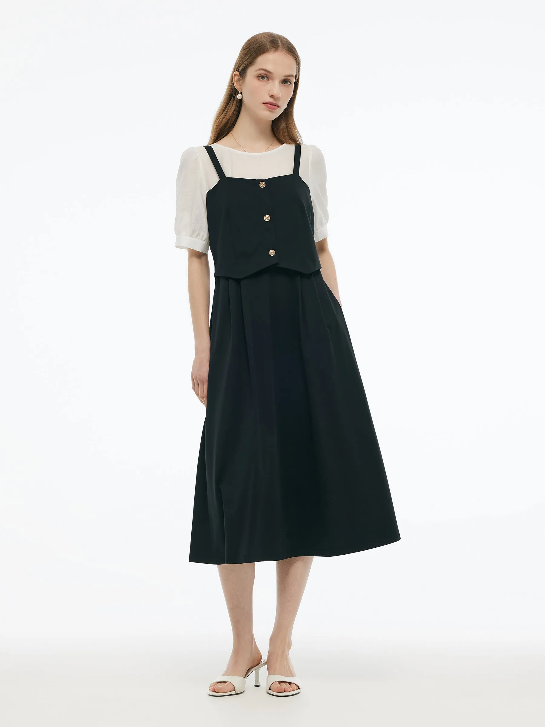 Tencel Blend Mock Layered Women A-Line Maxi Dress sold by Goelia product image thumbnail 2