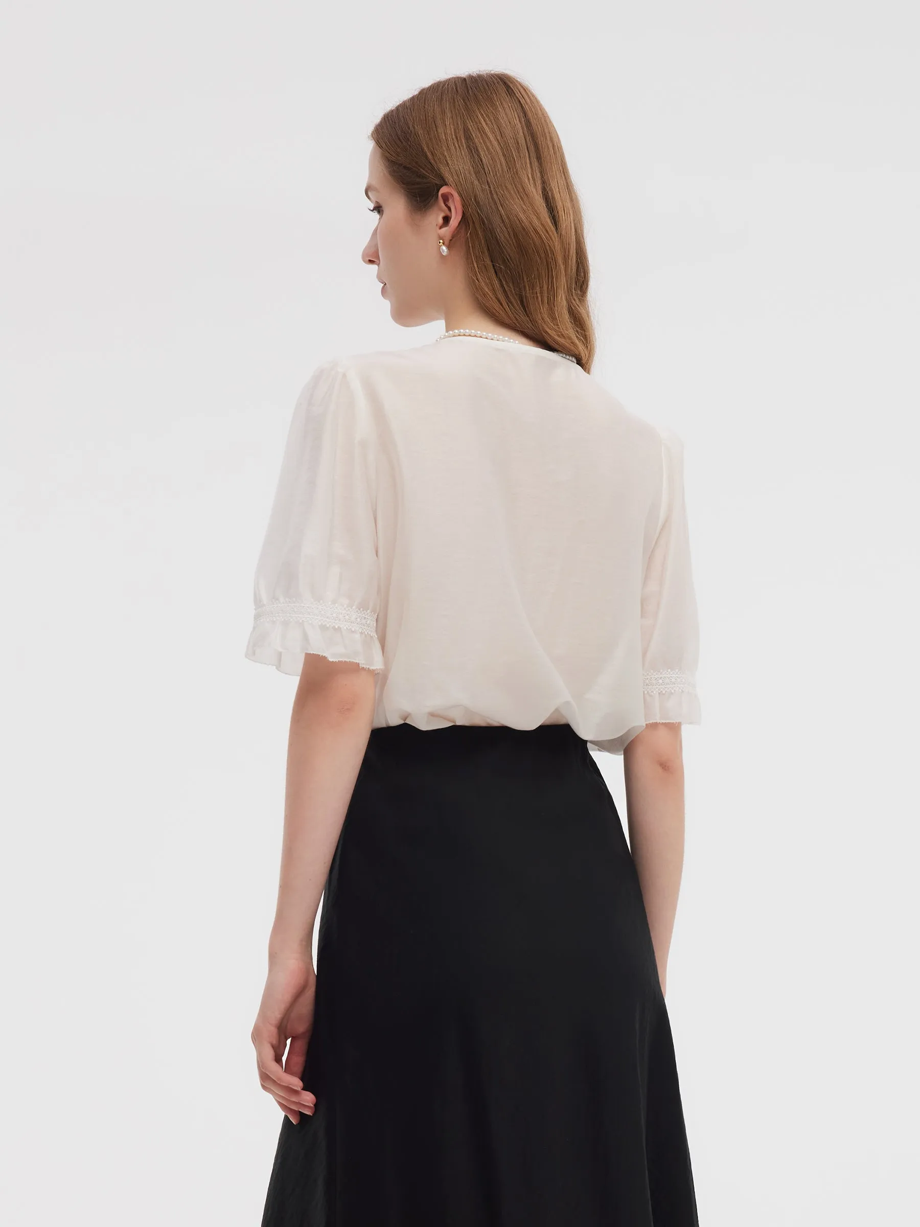 Tencel Blend V-Neck Women Blouse sold by Goelia product image thumbnail 4