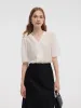 Tencel Blend V-Neck Women Blouse sold by Goelia