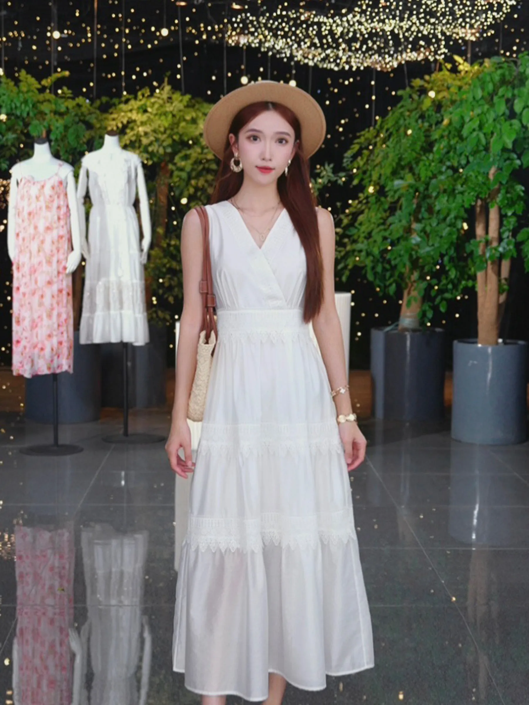 Pre-Order Lace Hem Women Maxi Dress sold by Goelia