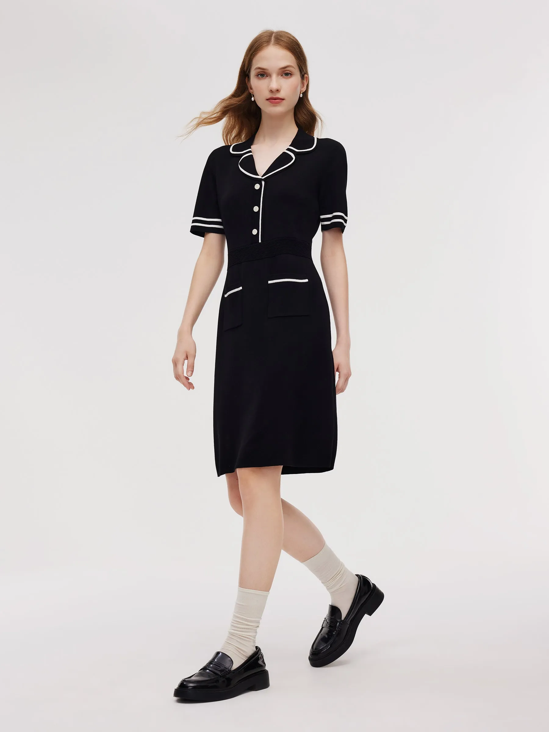 Lyocell Blend Contrast Trim Women Knit Mini Dress sold by Goelia product image thumbnail 3