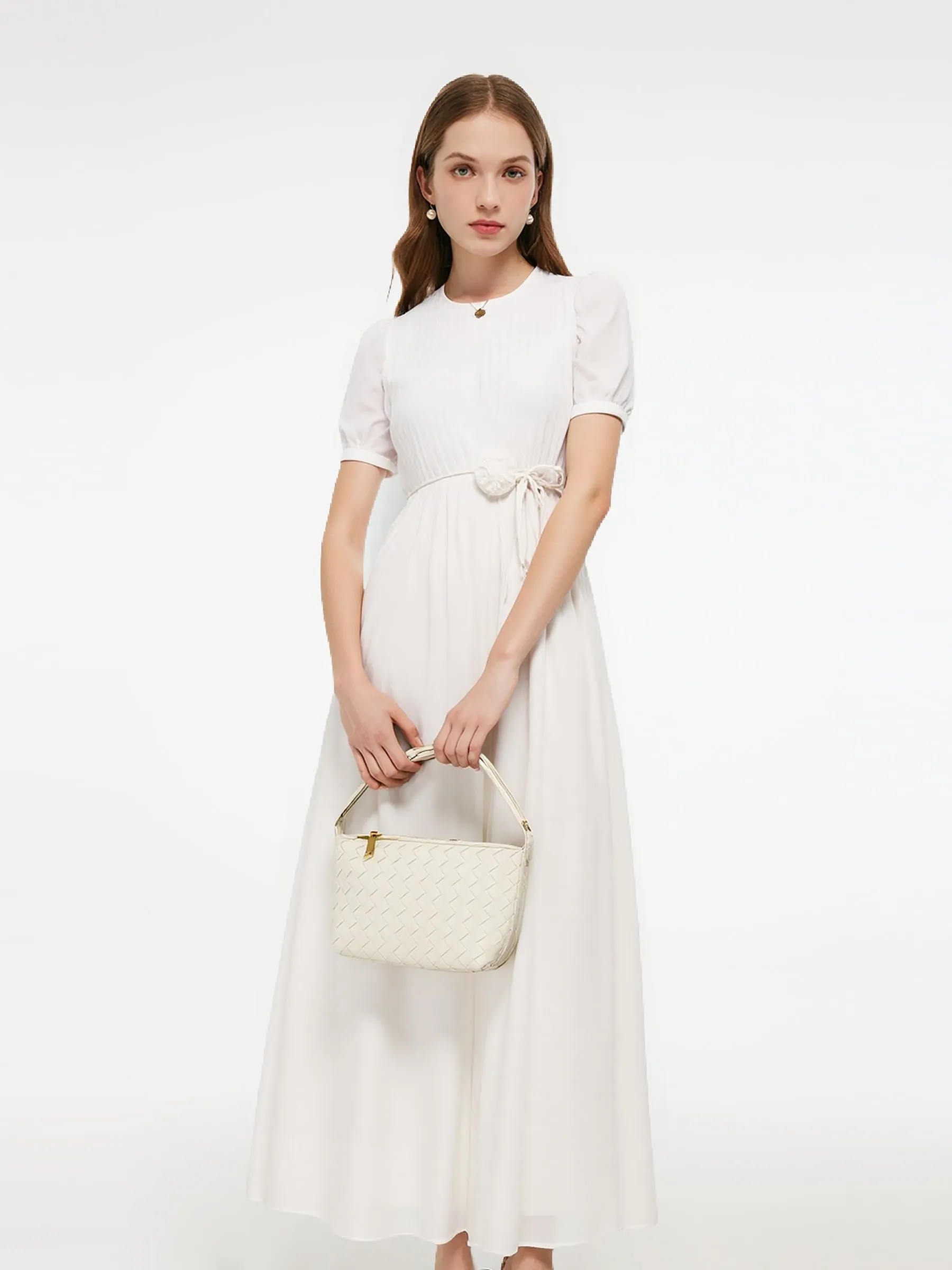 Tencel Blend Pleated Women Loose A-Line Maxi Dress sold by Goelia product image thumbnail 2