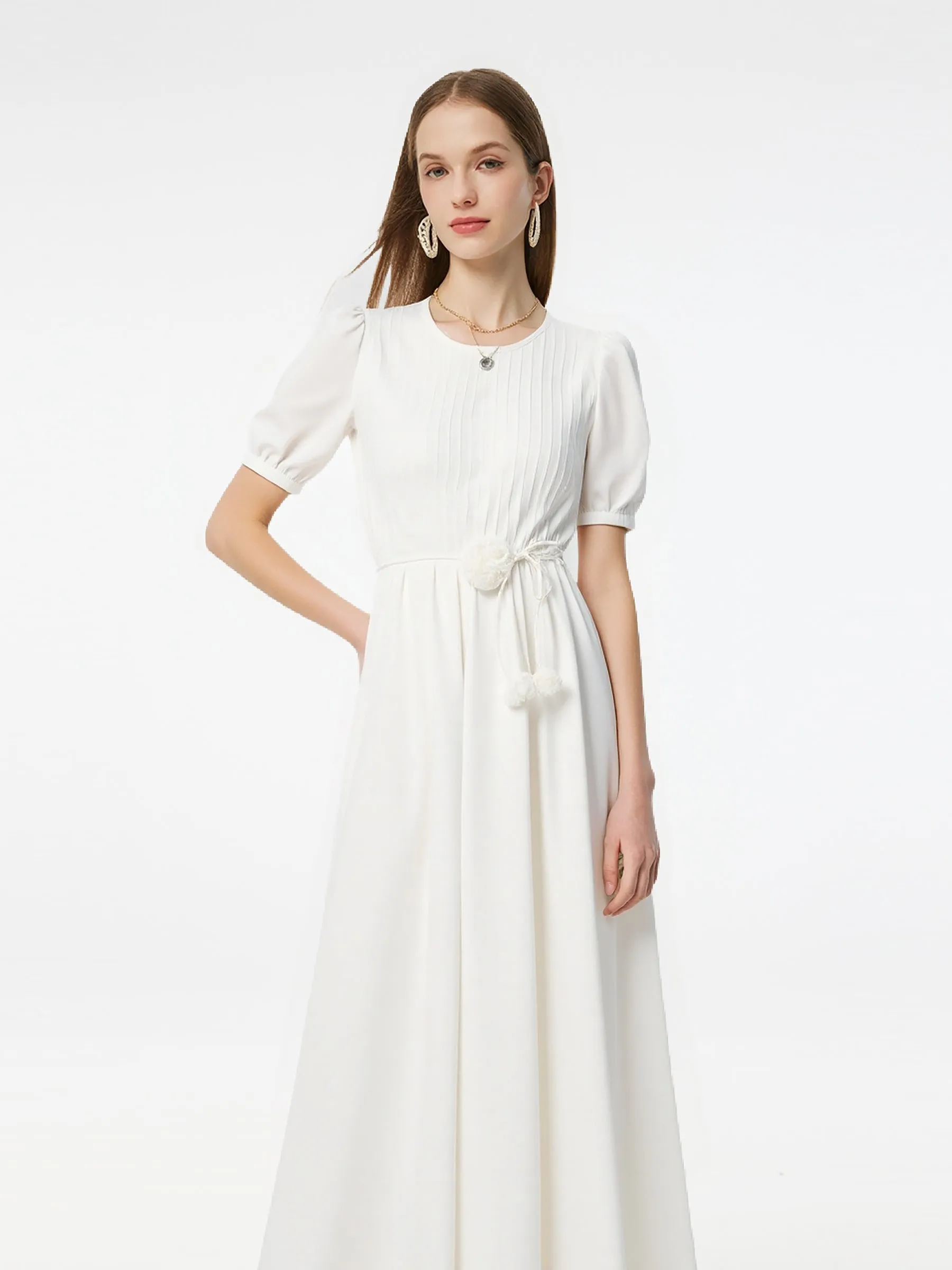 Tencel Blend Pleated Women Loose A-Line Maxi Dress sold by Goelia product image thumbnail 4