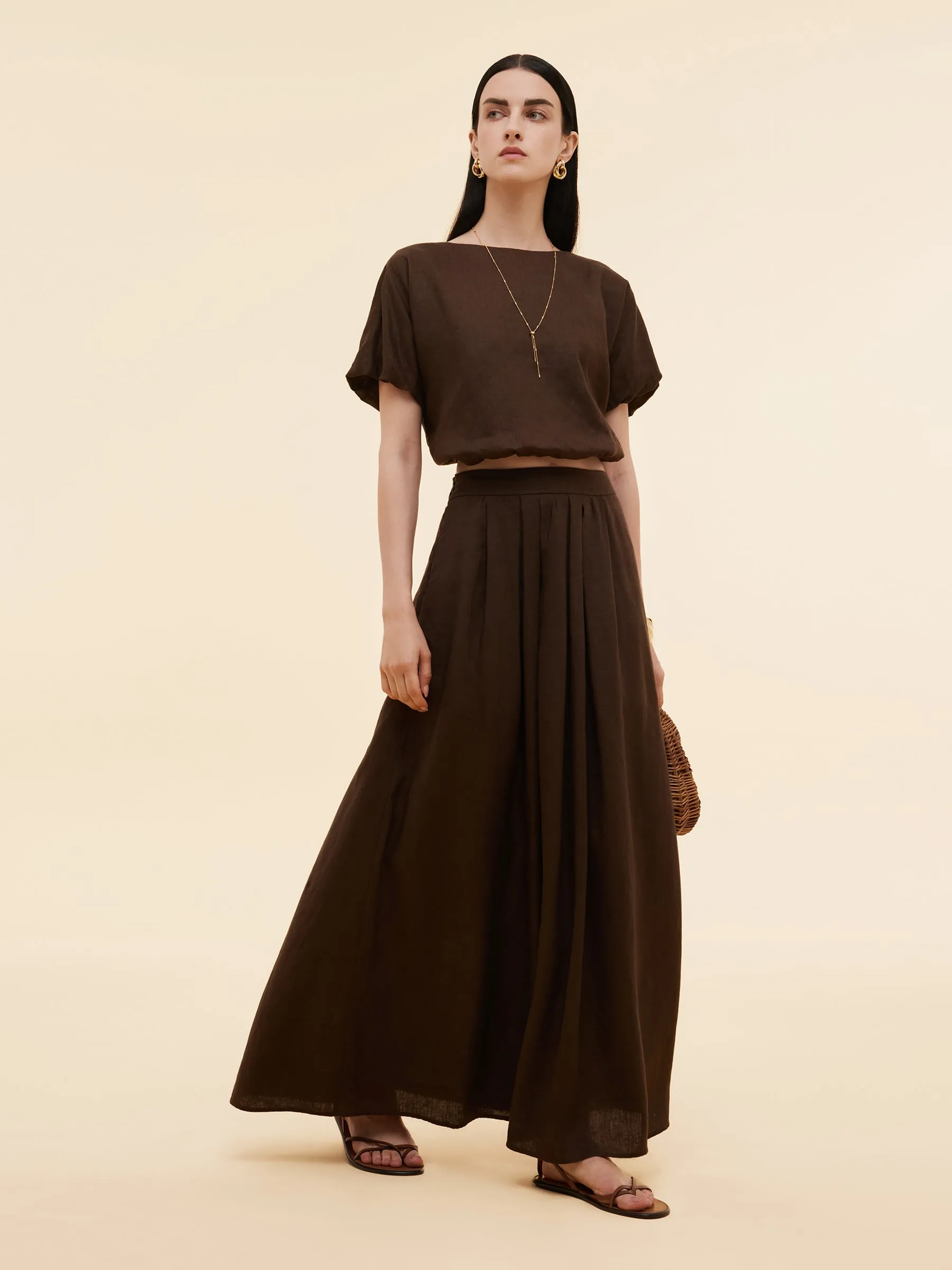 100% Linen Women Bud Sleeve Top sold by Goelia product image thumbnail 2