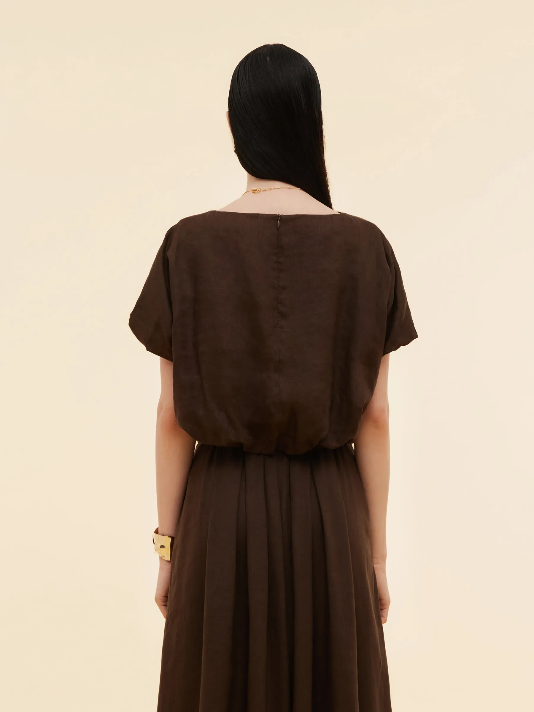 100% Linen Women Bud Sleeve Top sold by Goelia product image thumbnail 3