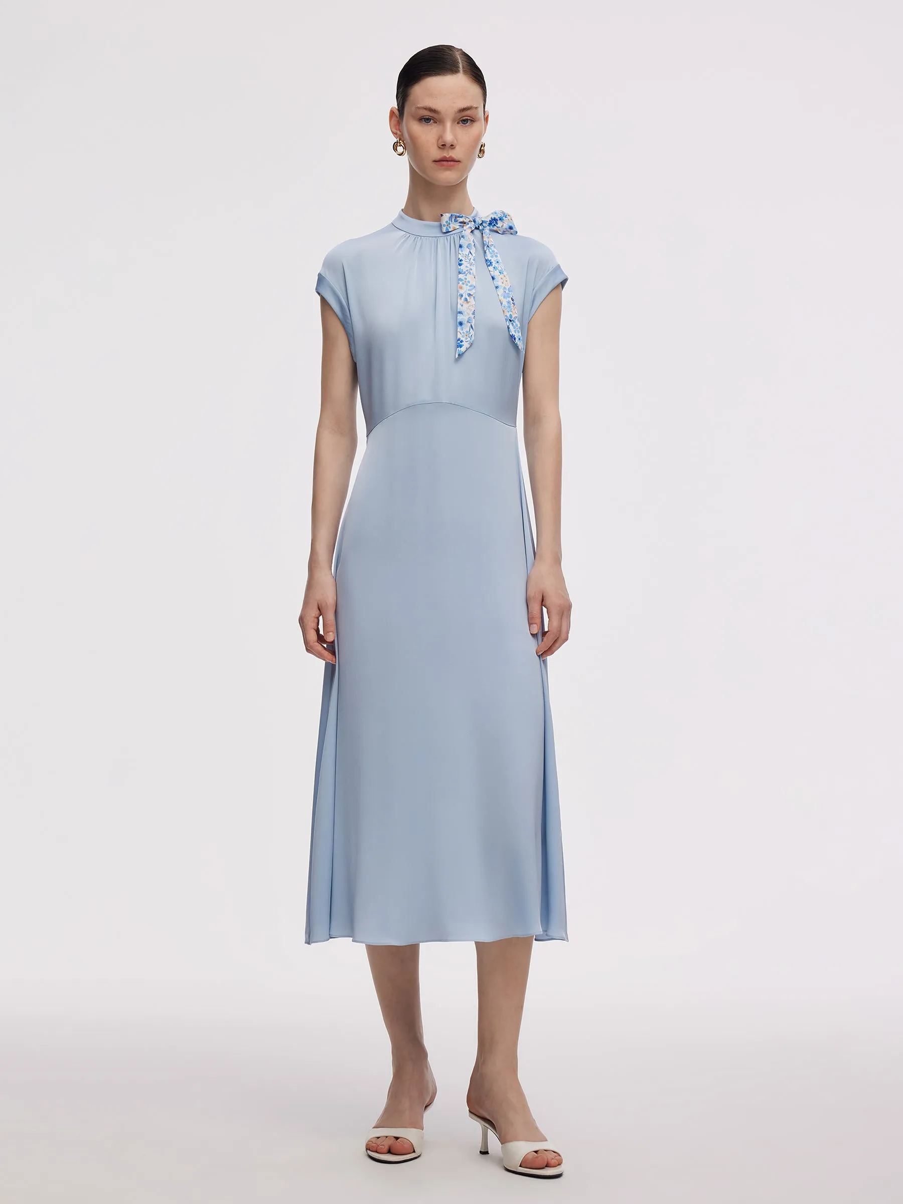 22MM Mulberry Silk Women Midi Dress With Two Silk Scarves sold by Goelia product image thumbnail 2