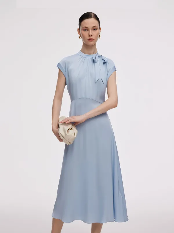 22MM Mulberry Silk Women Midi Dress With Two Silk Scarves sold by Goelia