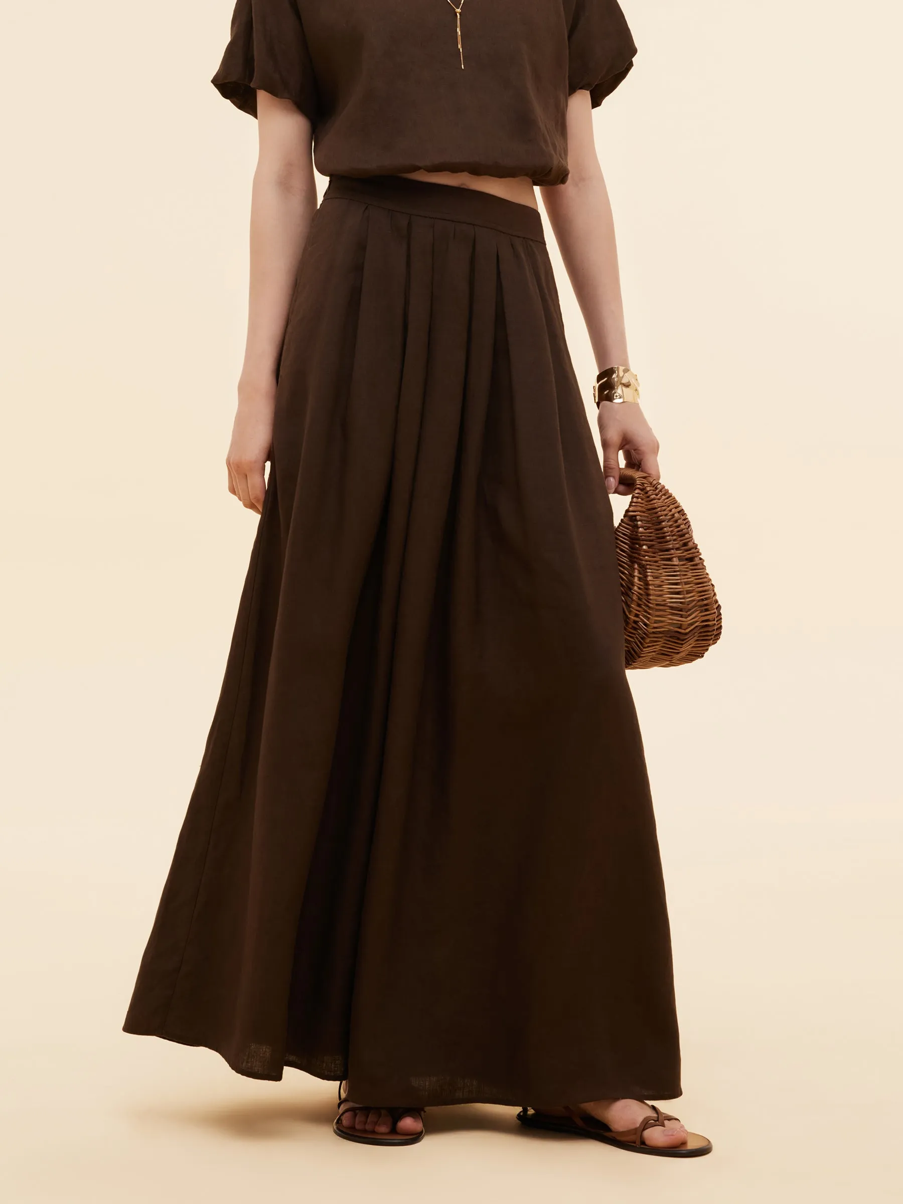 100% Linen Women High-Waisted A-Line Skirt sold by Goelia product image thumbnail 4