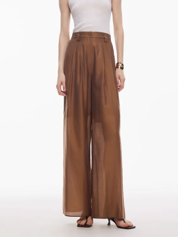Modal Acetate Blend Women Loose Straight Leg Pants sold by Goelia