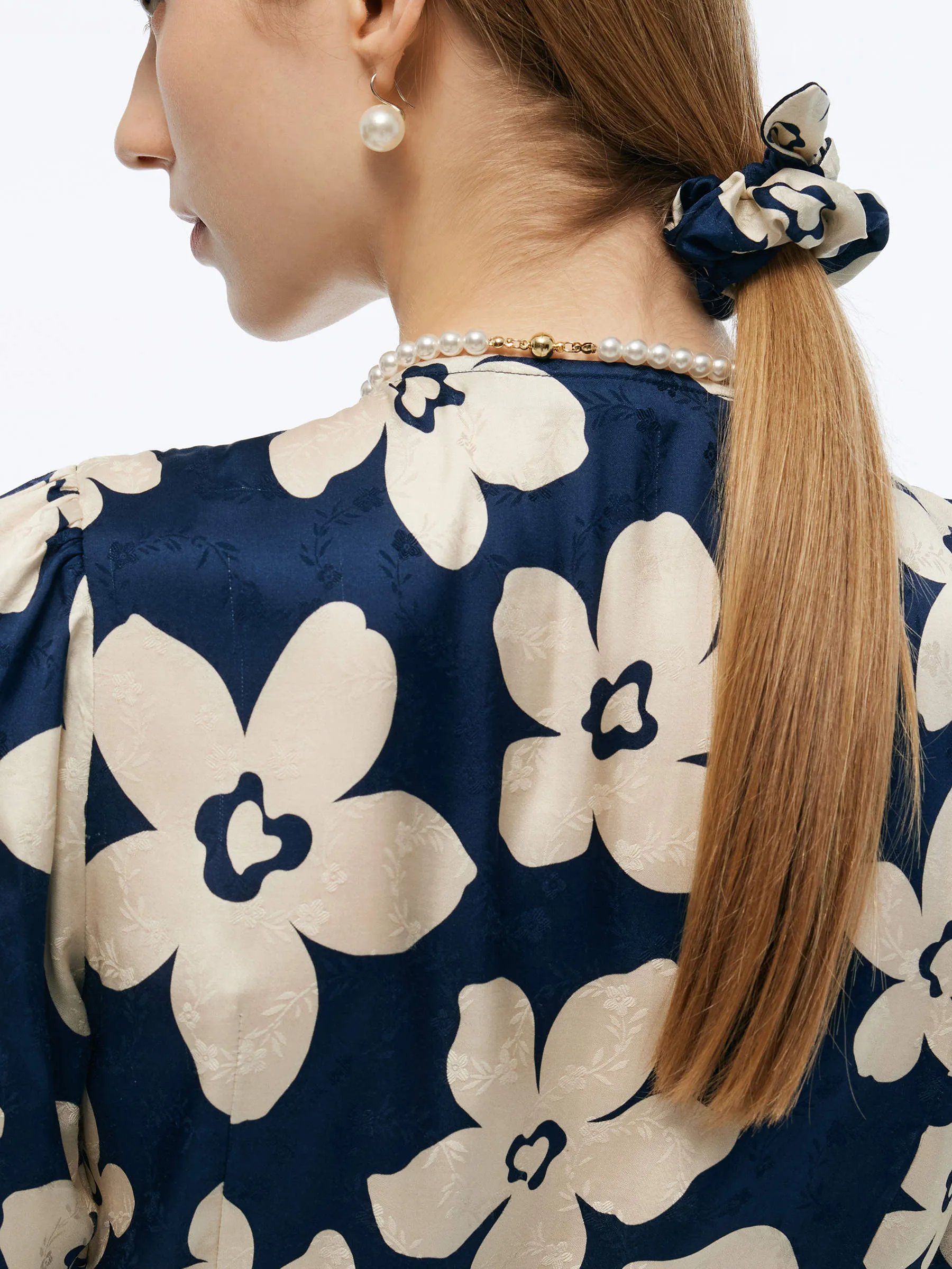 Floral Print Women Wrap Mini Dress With Scrunchie sold by Goelia product image thumbnail 2
