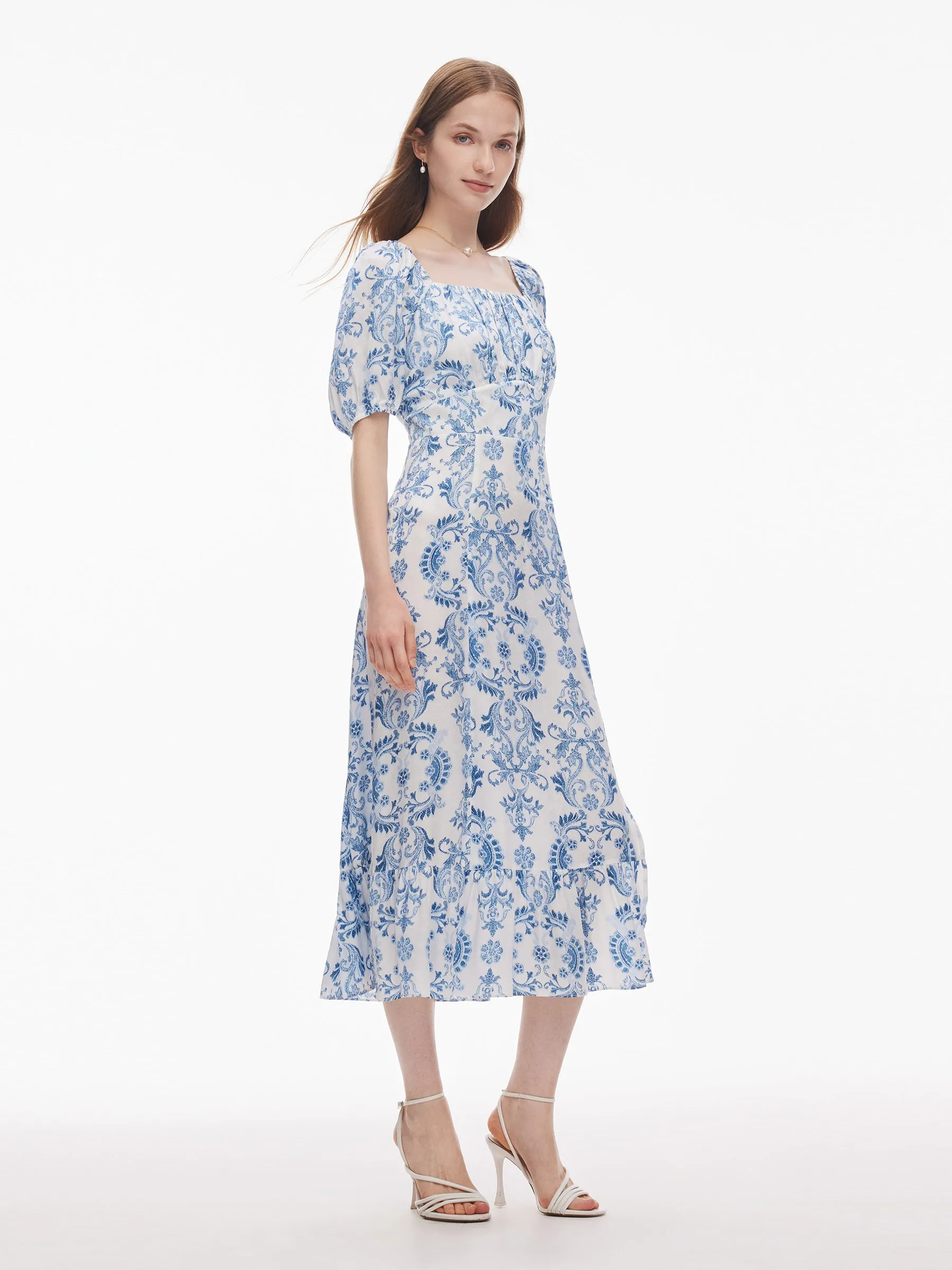 Floral Print Convertible Neckline Women Side Slit Maxi Dress sold by Goelia product image thumbnail 5