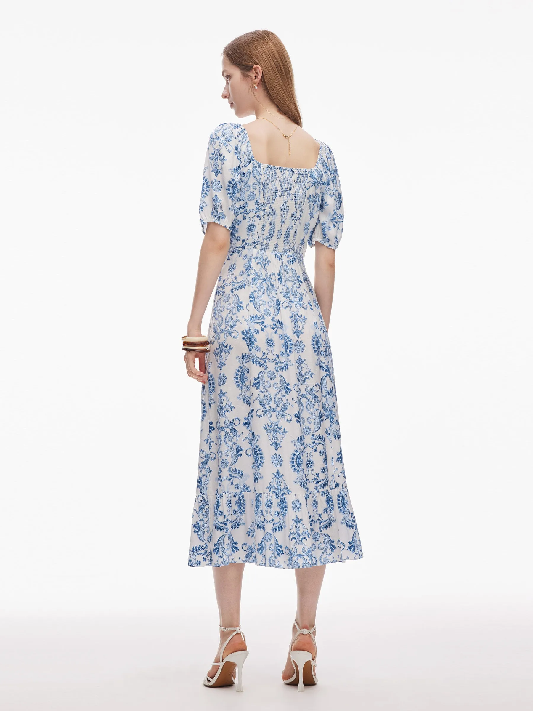 Floral Print Convertible Neckline Women Side Slit Maxi Dress sold by Goelia product image thumbnail 3