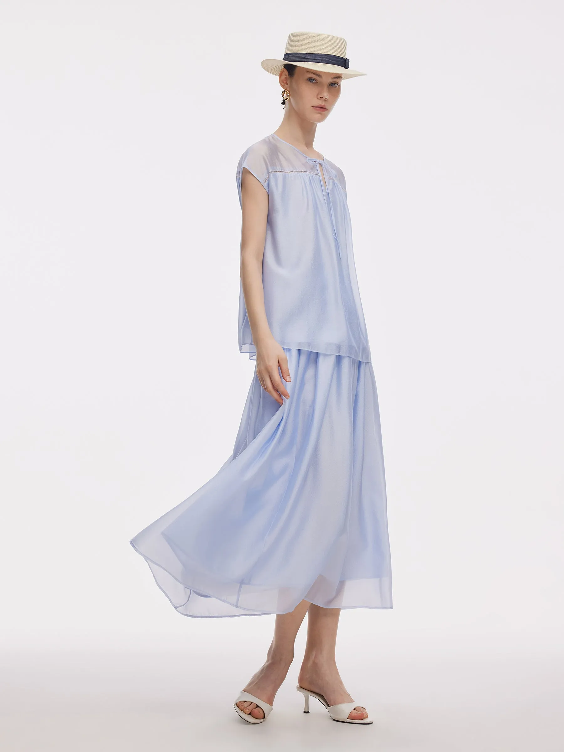 Loose Fit Cap Sleeve Top And A-Line Skirt Two-Piece Set sold by Goelia product image thumbnail 5