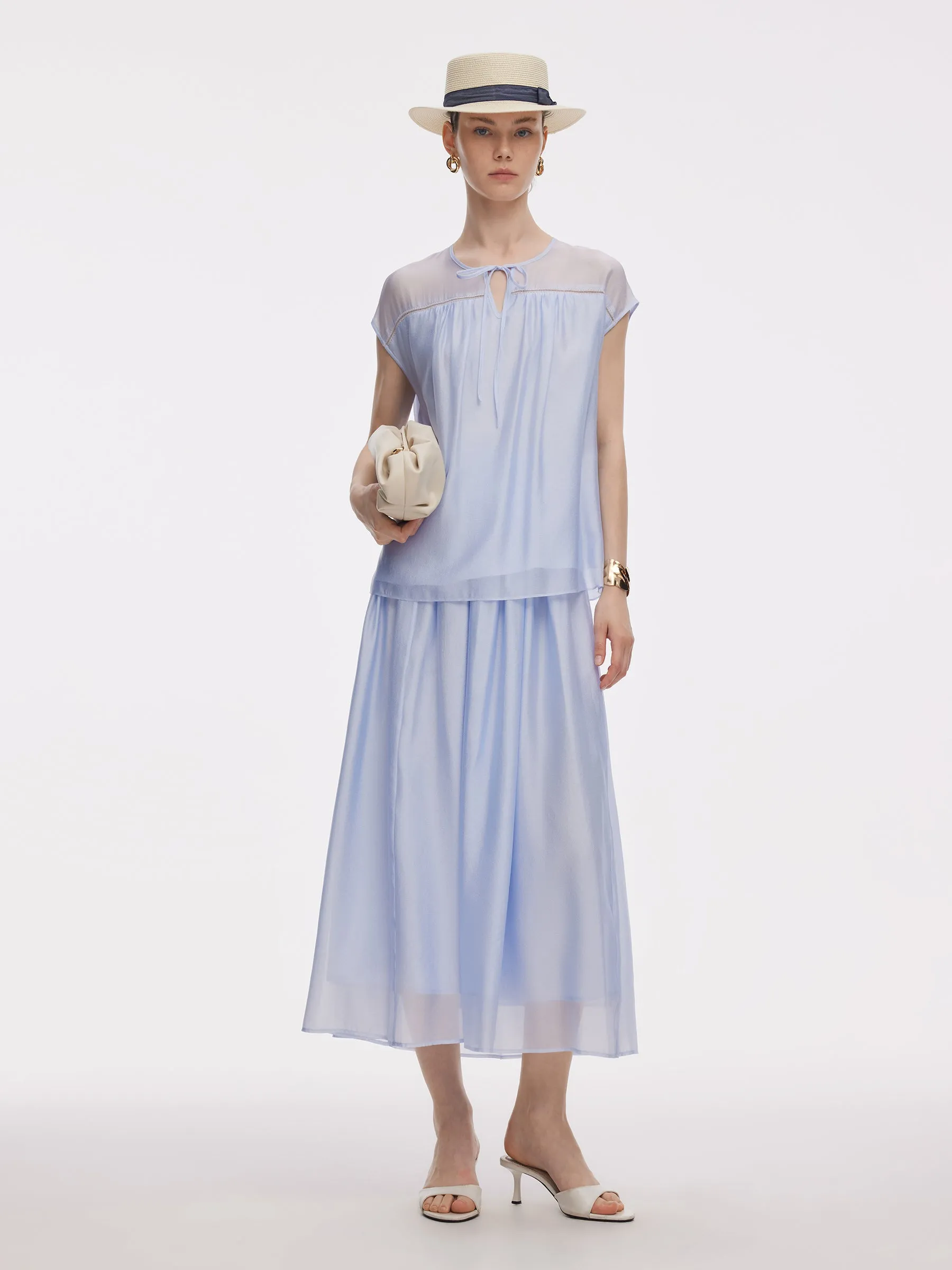 Loose Fit Cap Sleeve Top And A-Line Skirt Two-Piece Set sold by Goelia product image thumbnail 2