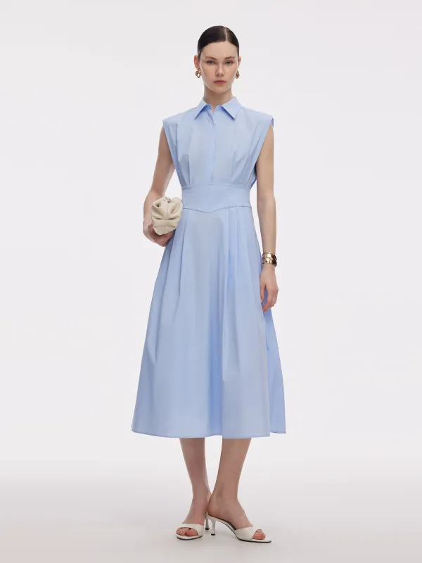 Gathered Waist Women Sleeveless Shirt Maxi Dress sold by Goelia