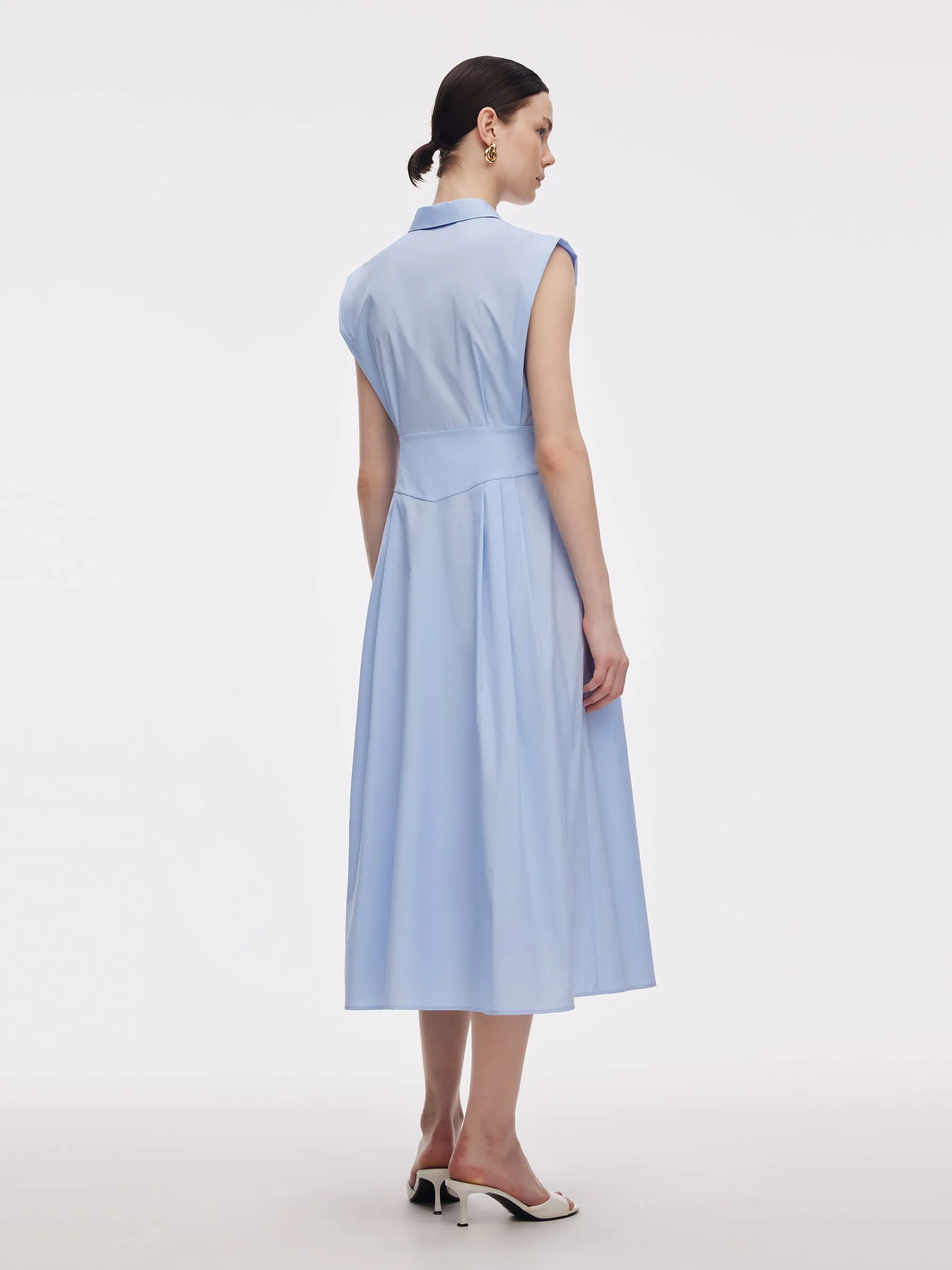 Gathered Waist Women Sleeveless Shirt Maxi Dress sold by Goelia product image thumbnail 3