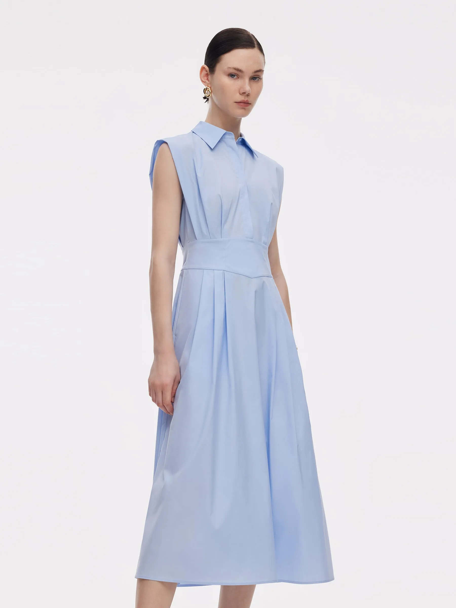 Gathered Waist Women Sleeveless Shirt Maxi Dress sold by Goelia product image thumbnail 4