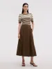 Stripe Knit Top And A-Line Skirt Two-Piece Set sold by Goelia