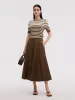 Stripe Knit Top And A-Line Skirt Two-Piece Set sold by Goelia