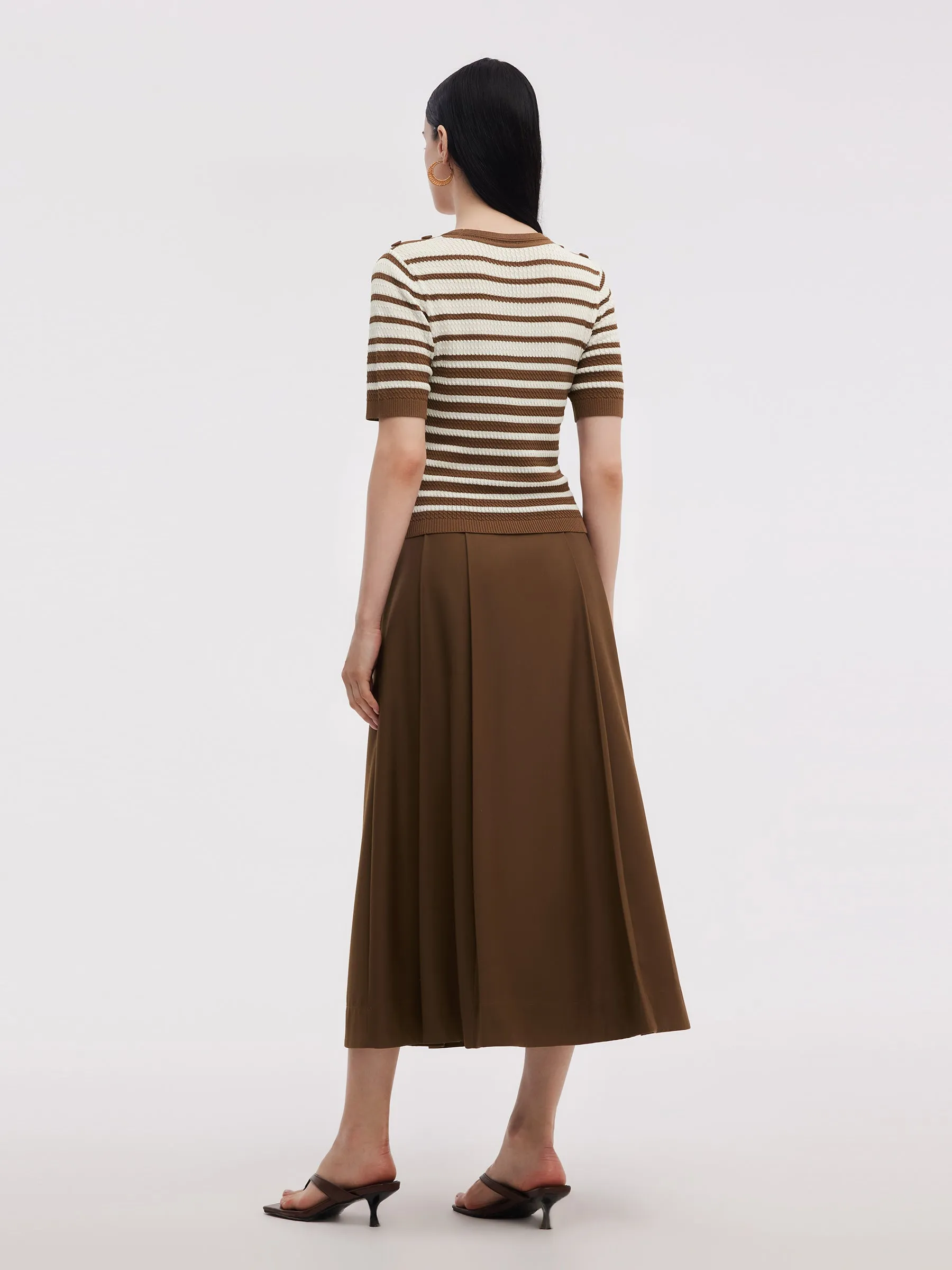 Stripe Knit Top And A-Line Skirt Two-Piece Set sold by Goelia product image thumbnail 3