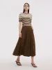 Stripe Knit Top And A-Line Skirt Two-Piece Set sold by Goelia