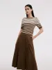Stripe Knit Top And A-Line Skirt Two-Piece Set sold by Goelia
