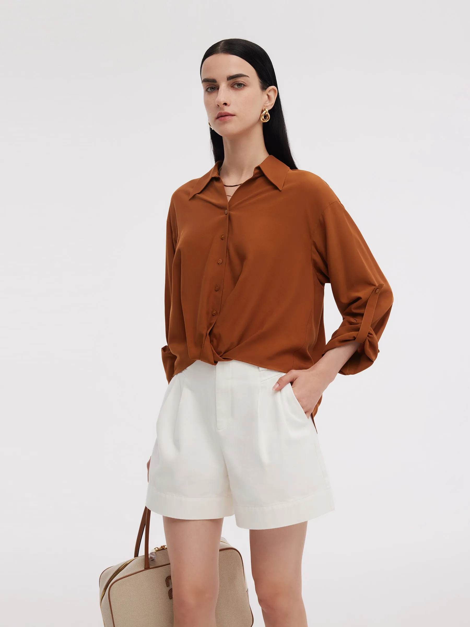 Tencel Acetate Blend Women Adjustable Sleeves Shirt sold by Goelia product image thumbnail 4