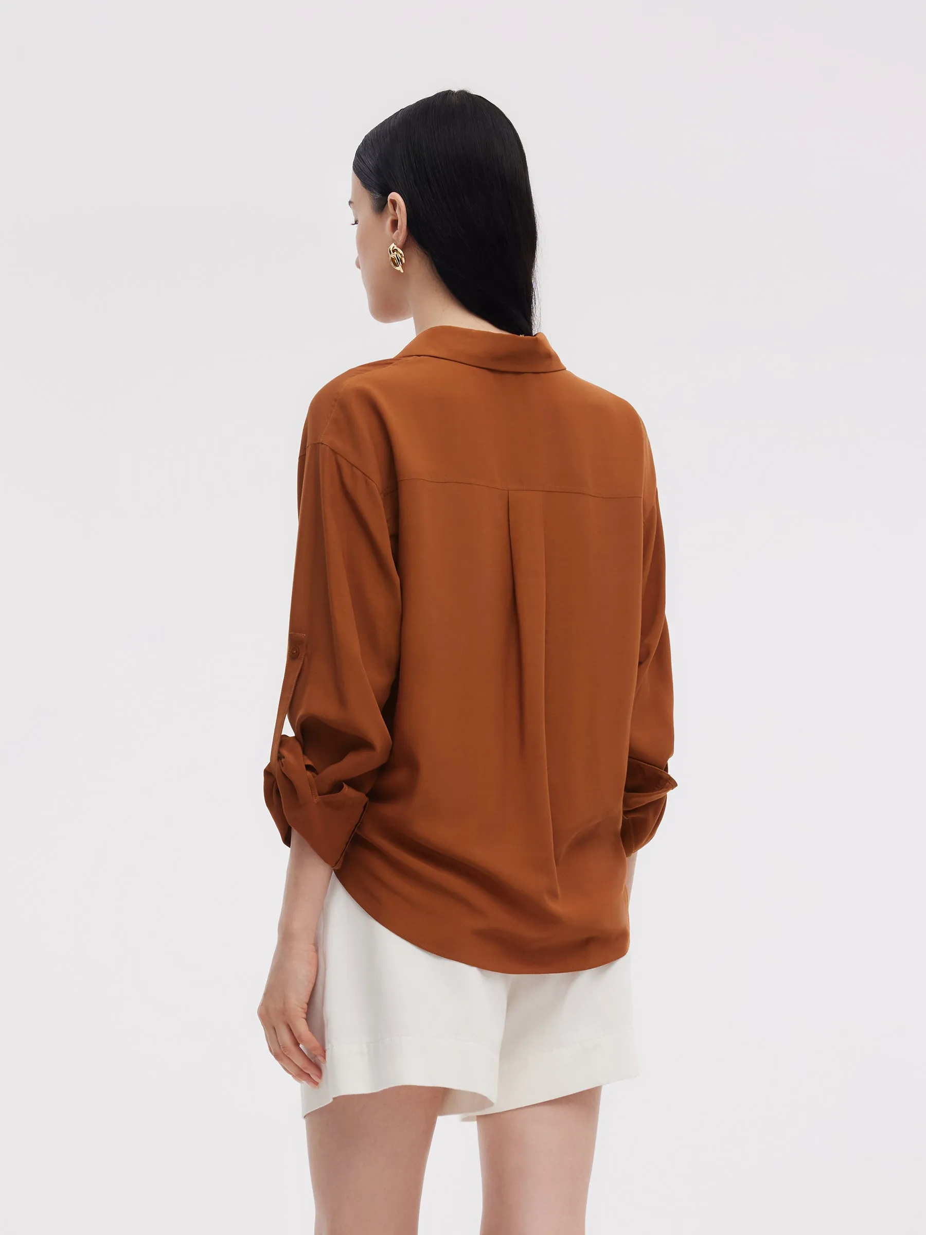 Tencel Acetate Blend Women Adjustable Sleeves Shirt sold by Goelia product image thumbnail 3