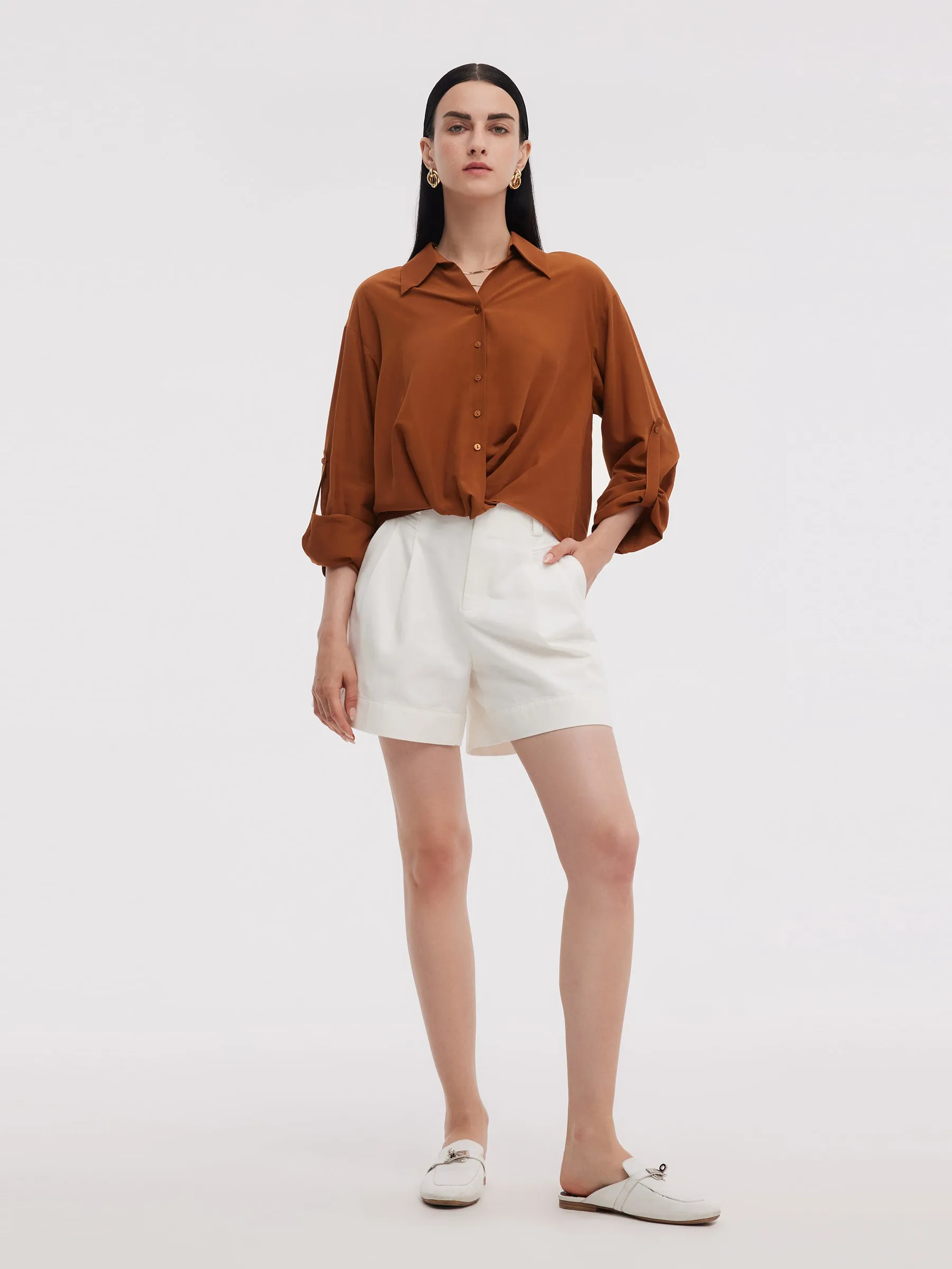 Tencel Acetate Blend Women Adjustable Sleeves Shirt sold by Goelia product image thumbnail 2