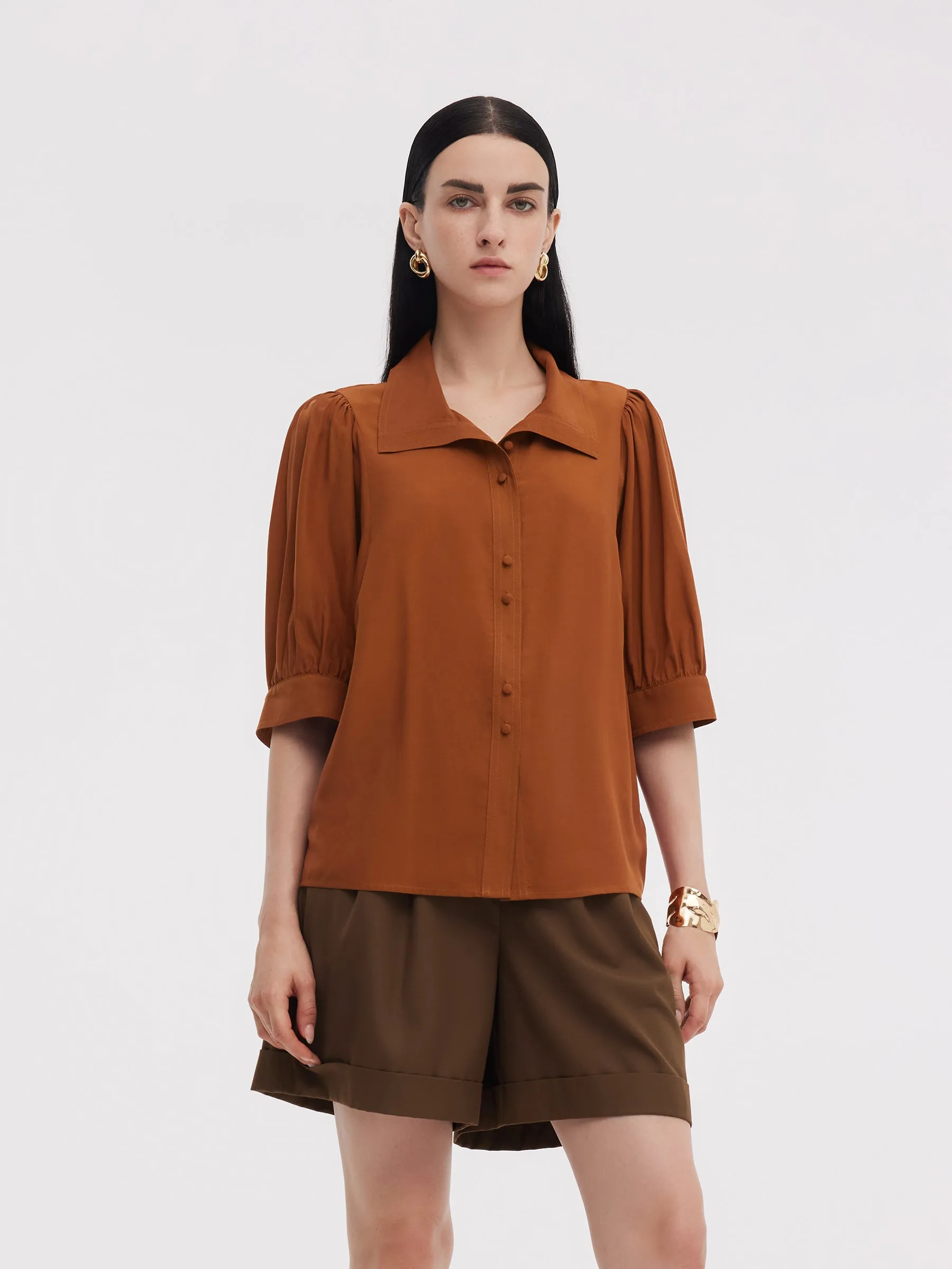 Tencel Acetate Blend Women Loose Shirt sold by Goelia product image thumbnail 2