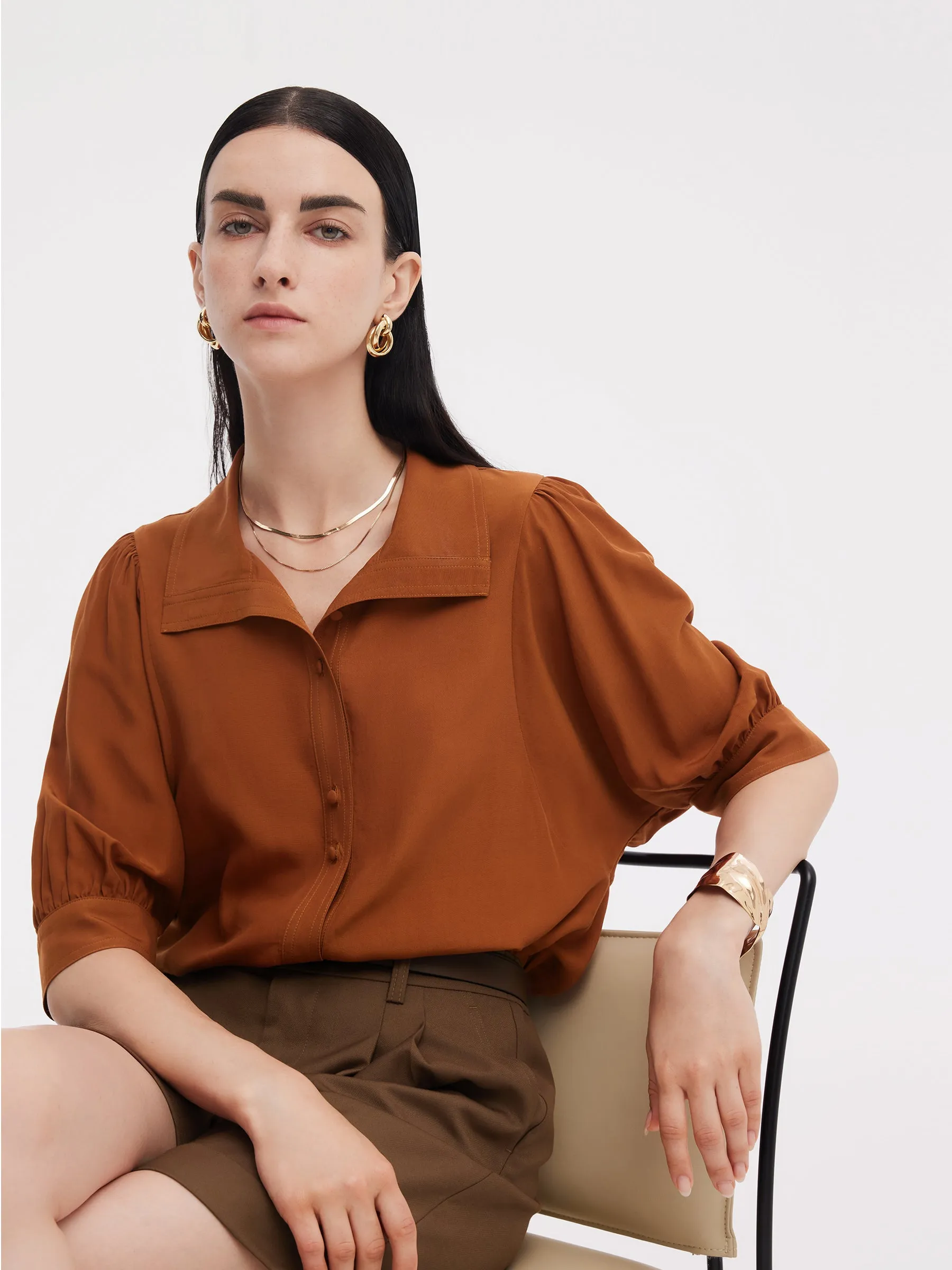 Tencel Acetate Blend Women Loose Shirt sold by Goelia product image thumbnail 5