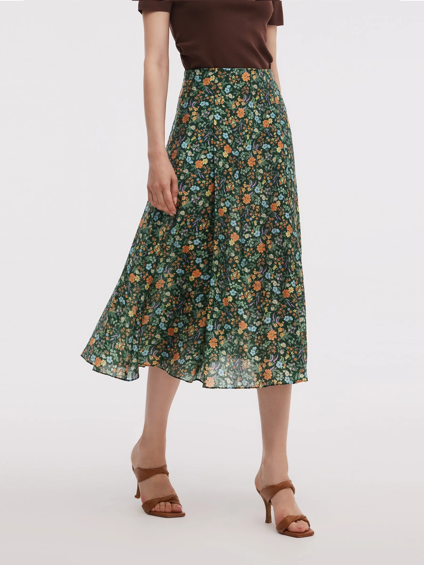 Tencel Blend Floral Print Women A-Line Skirt sold by Goelia product image thumbnail 5