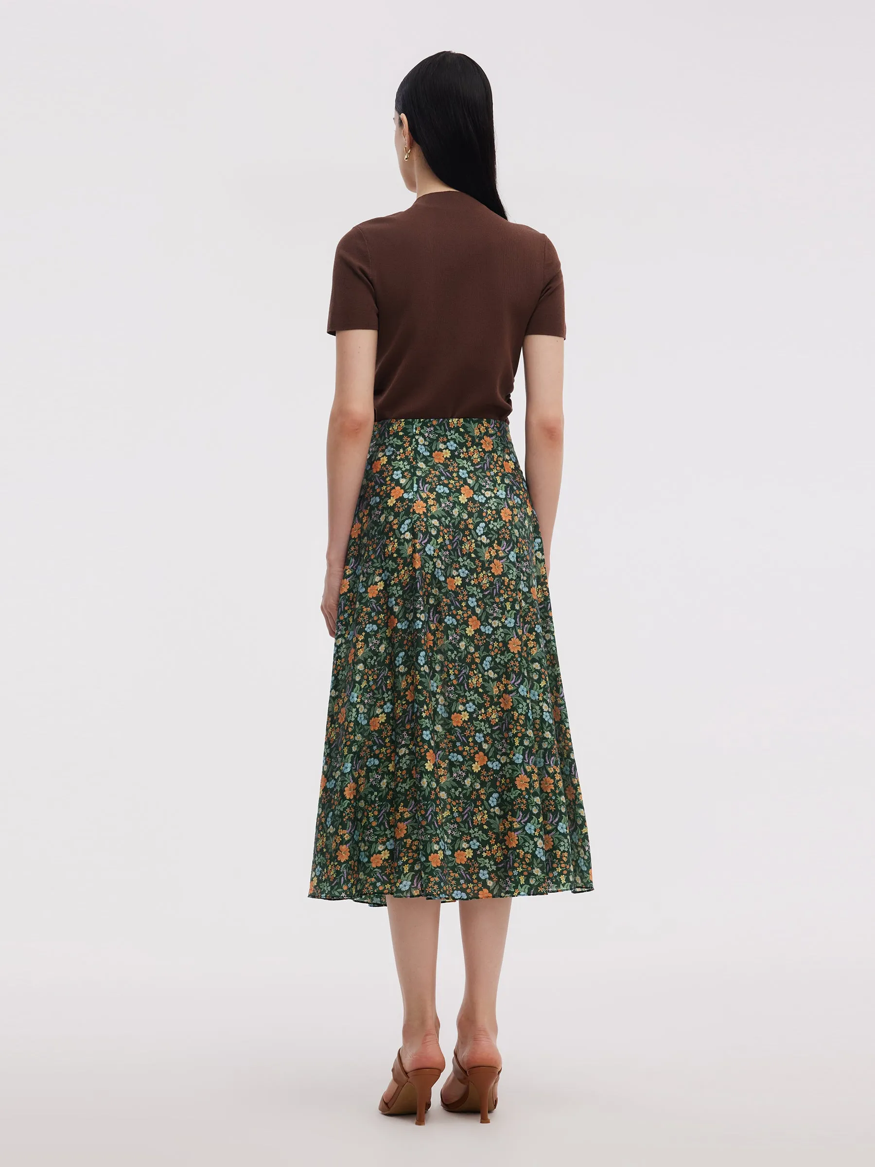 Tencel Blend Floral Print Women A-Line Skirt sold by Goelia product image thumbnail 3