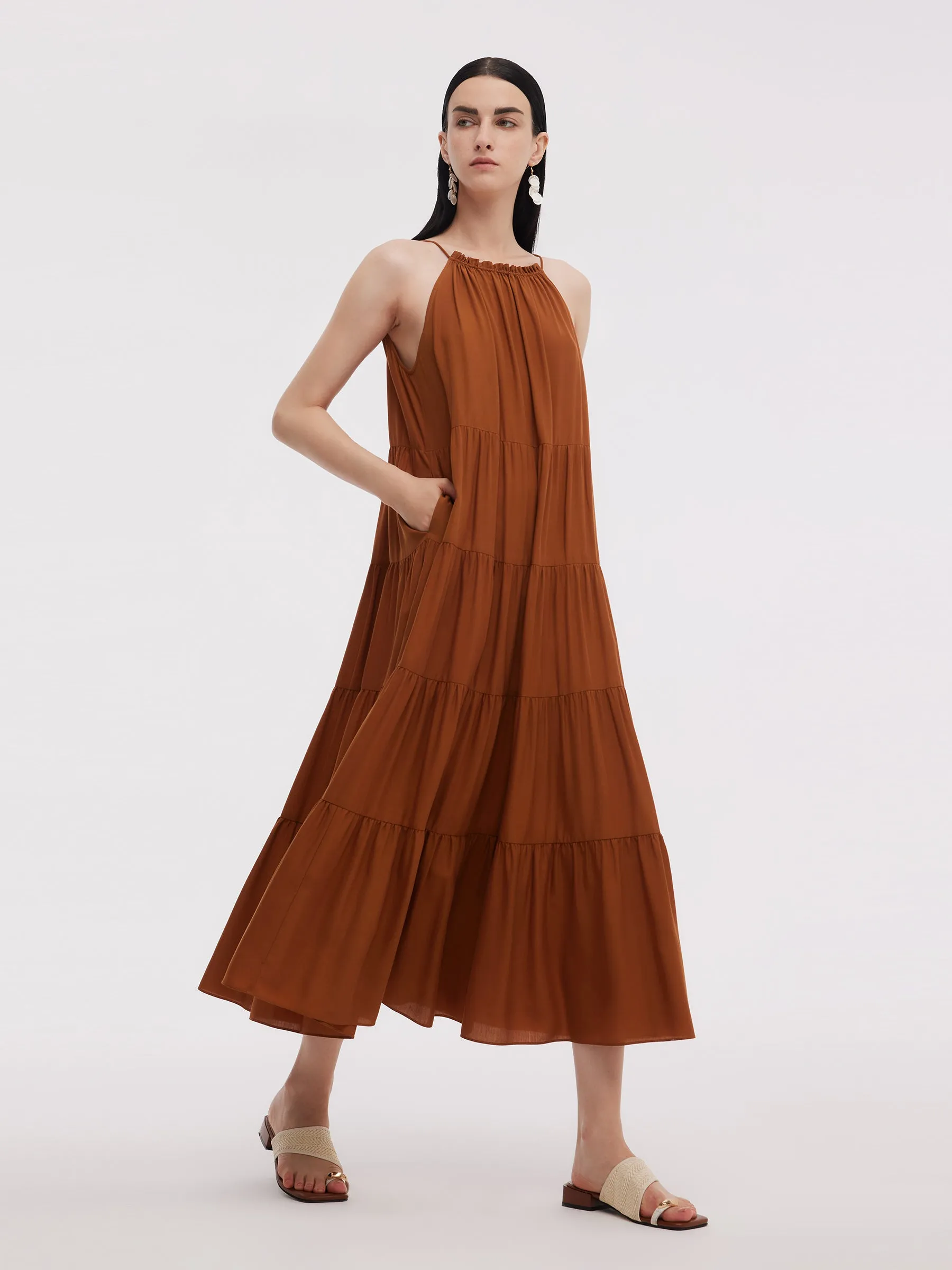 Tencel Acetate Blend Women Halter Maxi Dress sold by Goelia product image thumbnail 2
