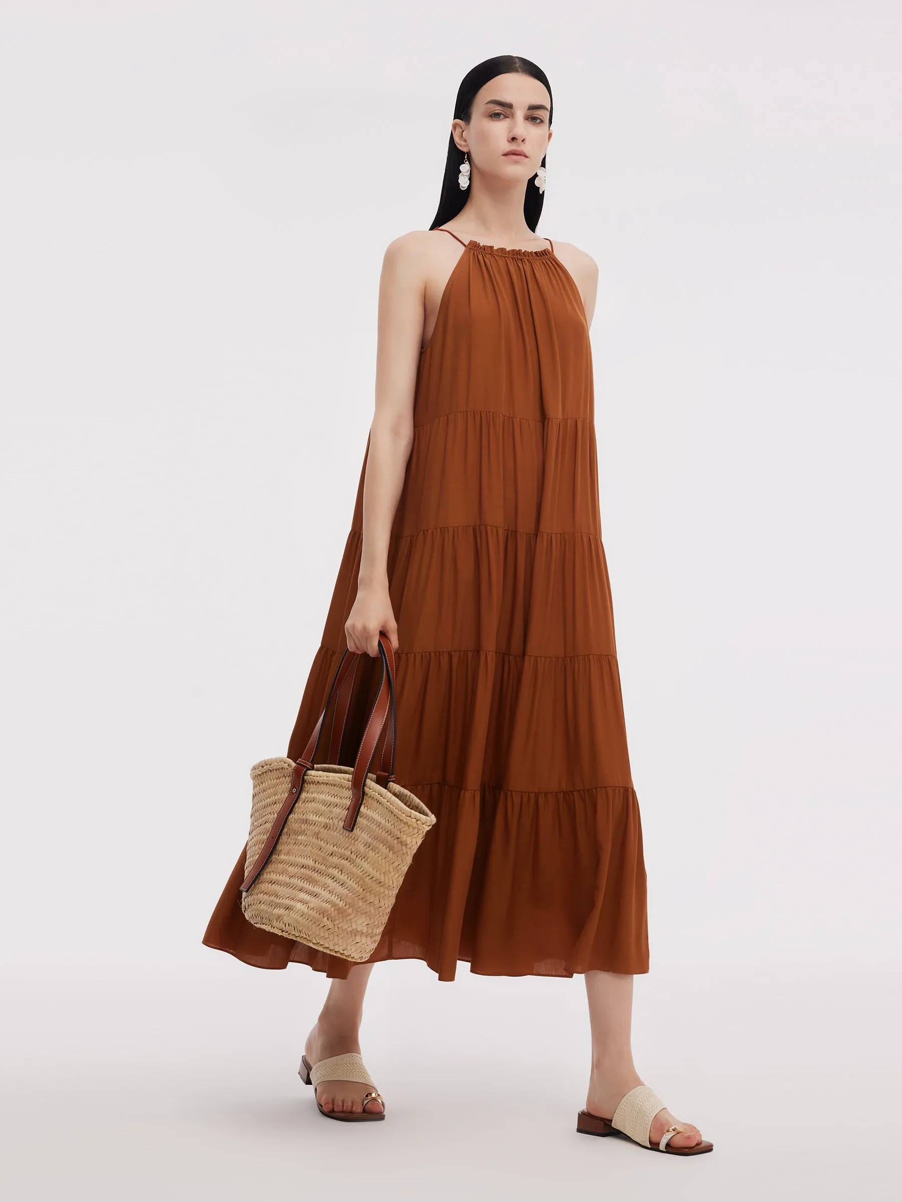 Tencel Acetate Blend Women Halter Maxi Dress sold by Goelia product image thumbnail 4