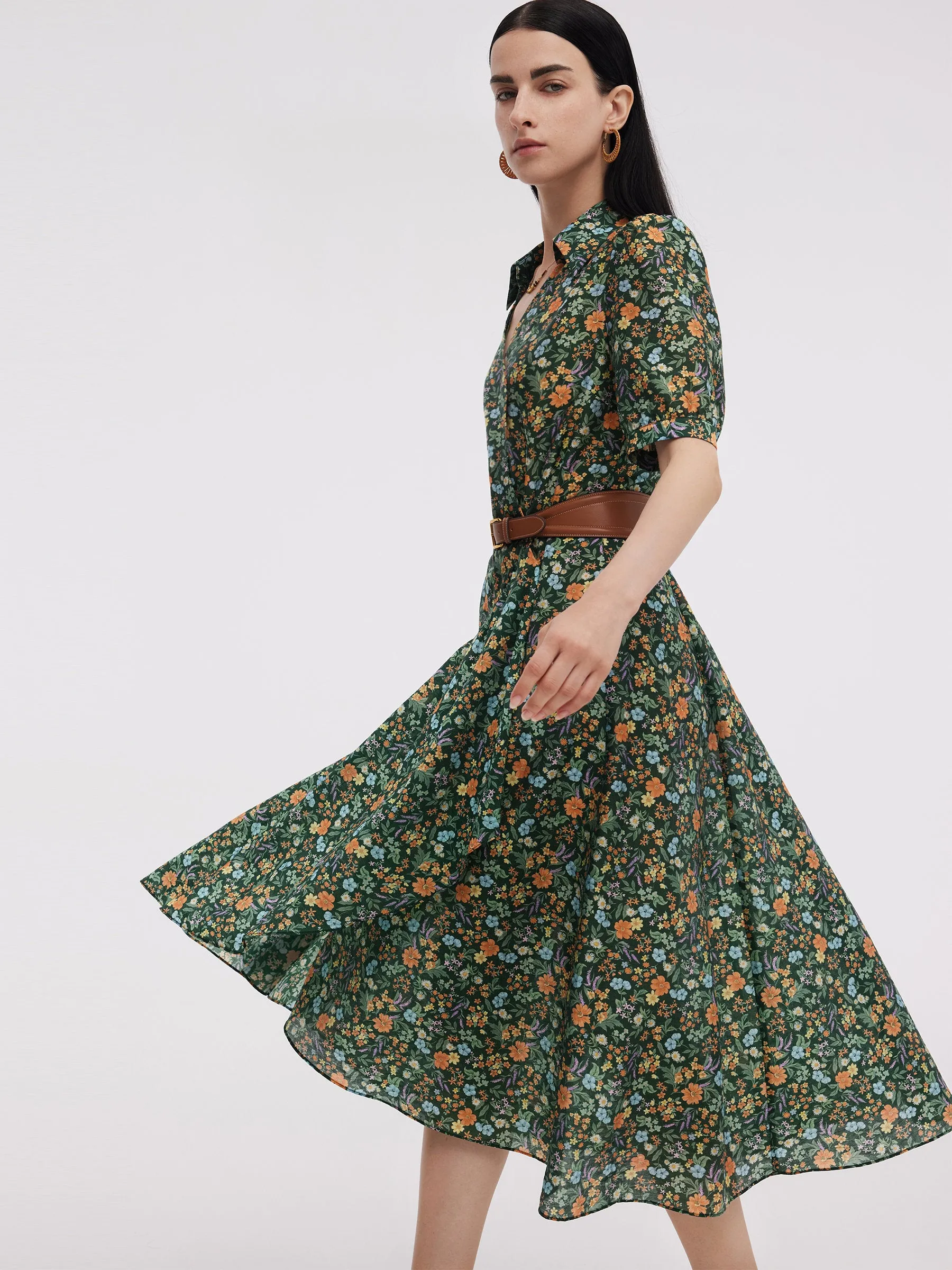 Tencel Blend Floral Print Women V-Neck Maxi Dress sold by Goelia product image thumbnail 5