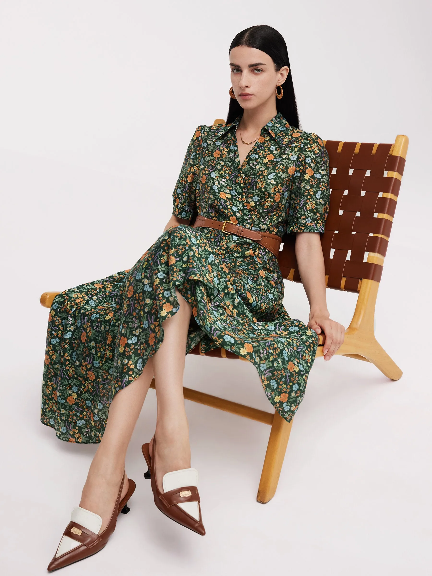 Tencel Blend Floral Print Women V-Neck Maxi Dress sold by Goelia product image thumbnail 4