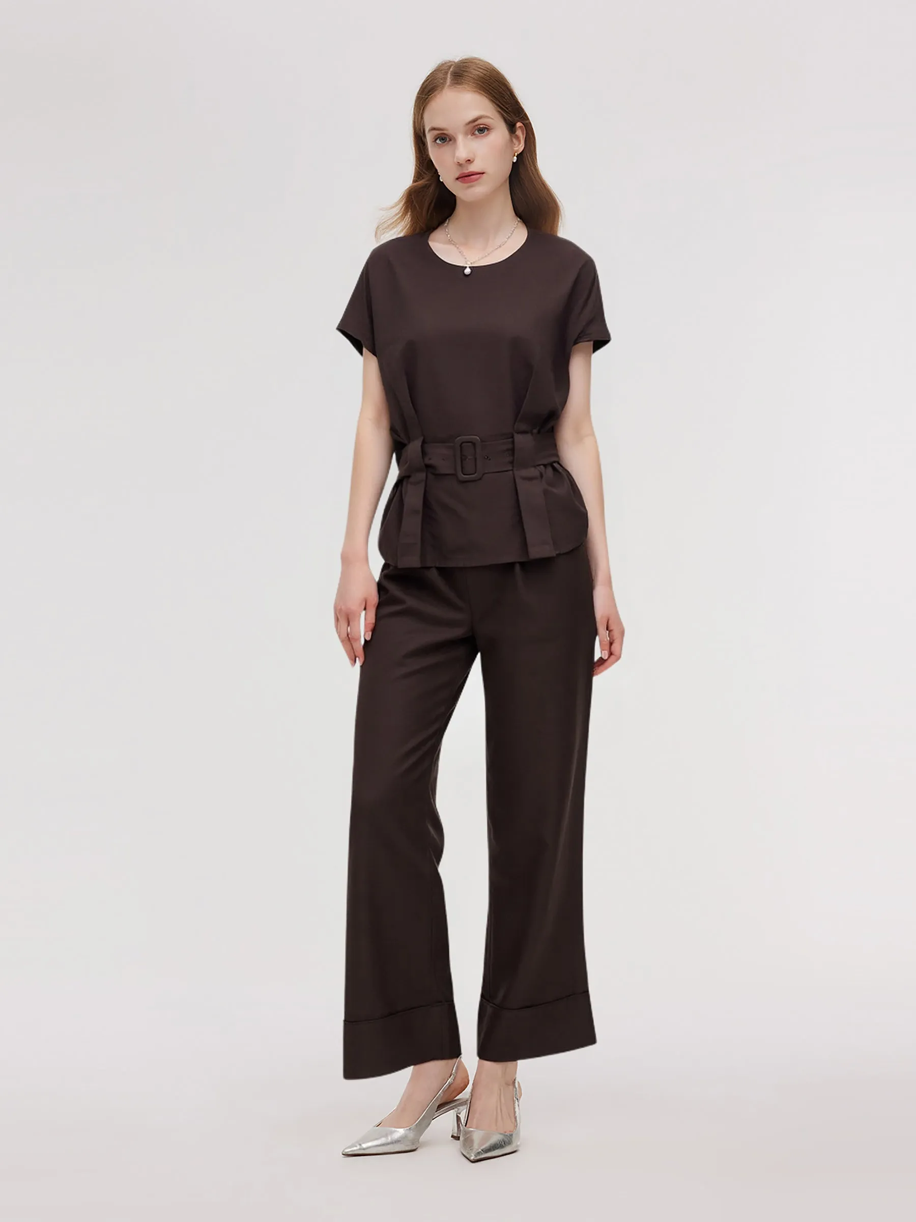 100% Linen Blouse And Pants Two-Piece Set sold by Goelia