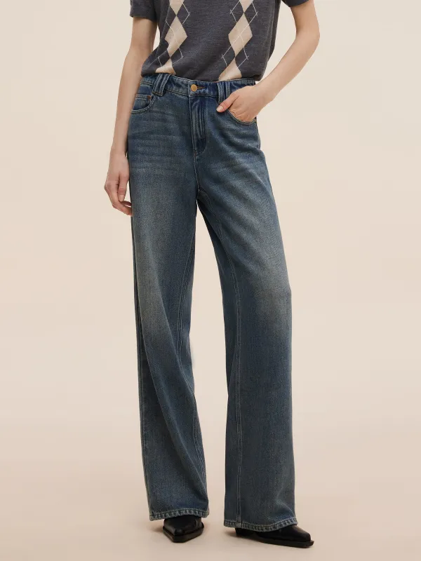 100% Cotton Denim Women Straight Leg Jeans sold by Goelia