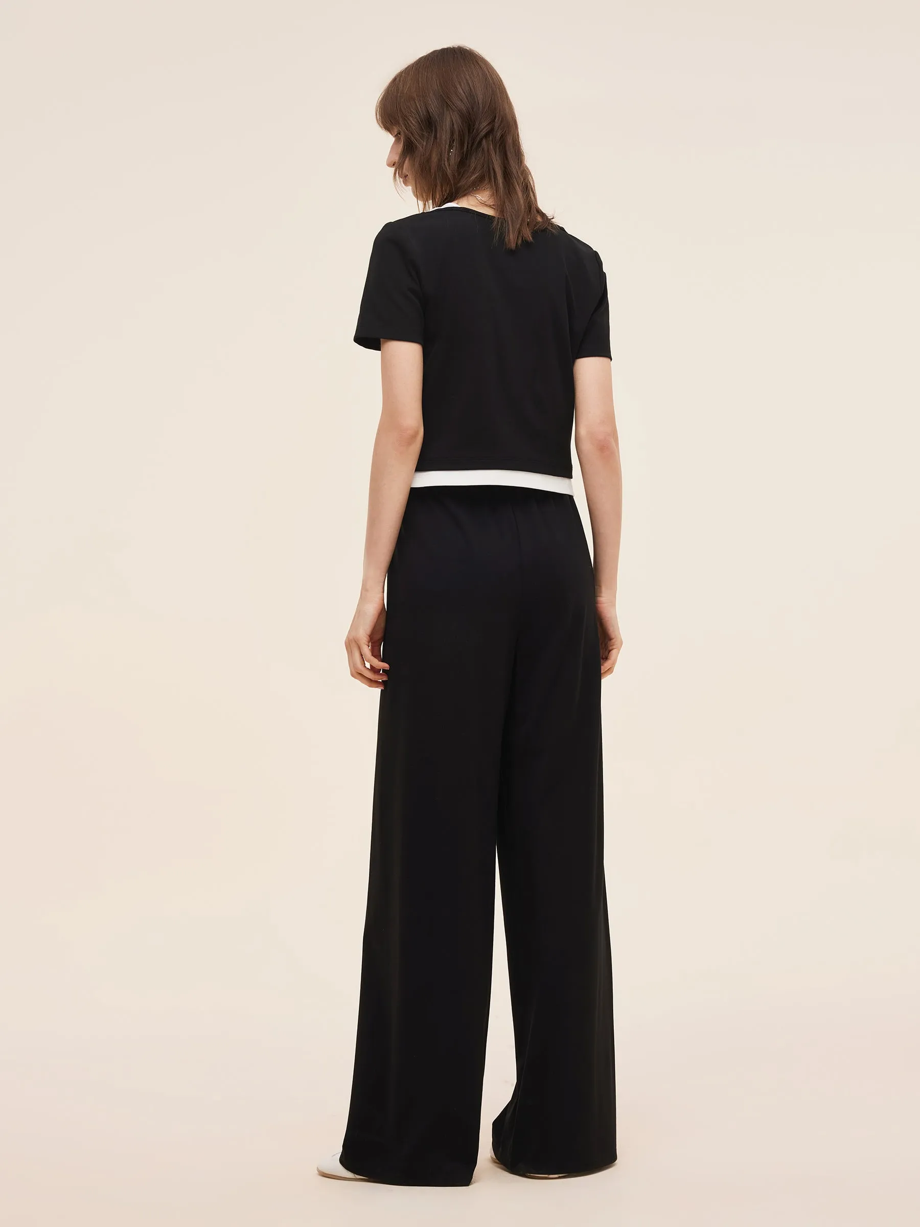 Mock Layered Knit Top And Pants Two-Piece Set sold by Goelia product image thumbnail 3